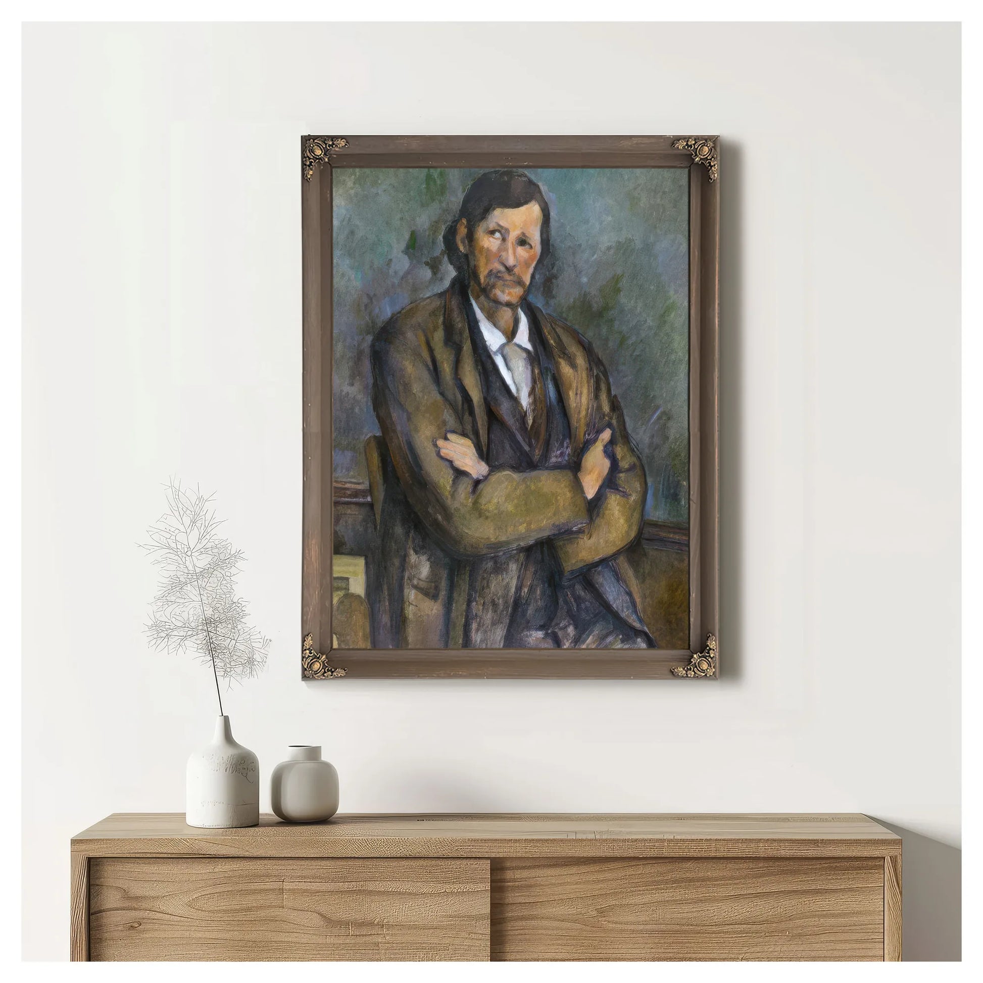 Man With Crossed Arms By Paul Cezanne Fine Art Print