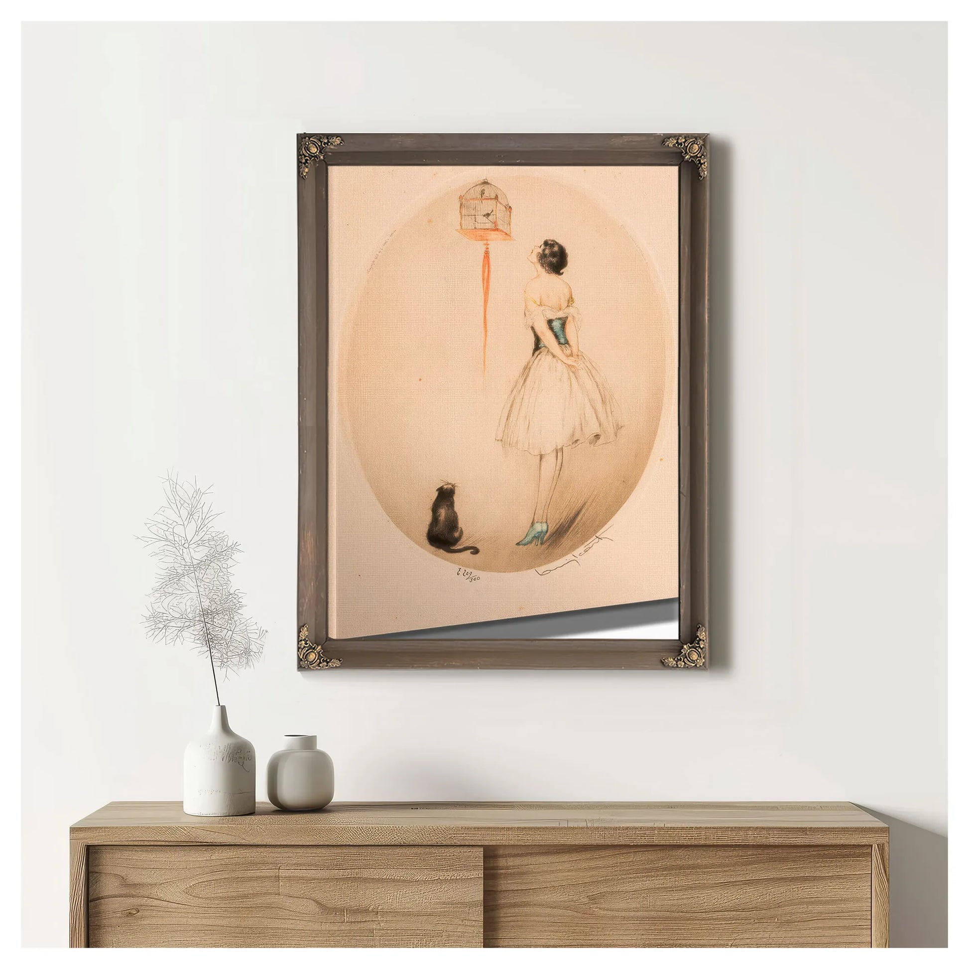 Perroquet Bleu And La Cage Rouge Two Works 1928 By Louis Icart Fine Art Print