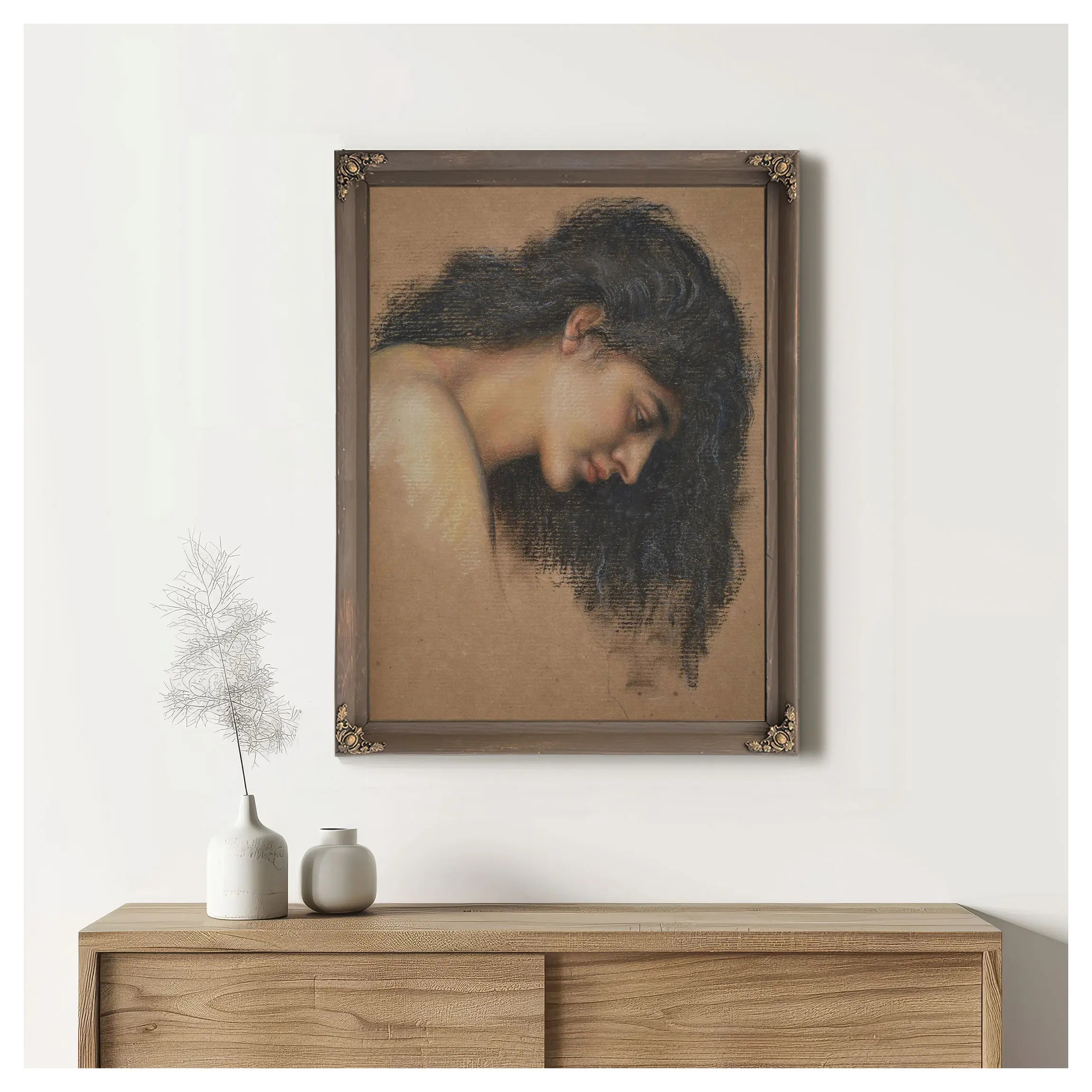 Study Of Female Head For The Cadence Of Autumn 1905 B by Evelyn De Morgan