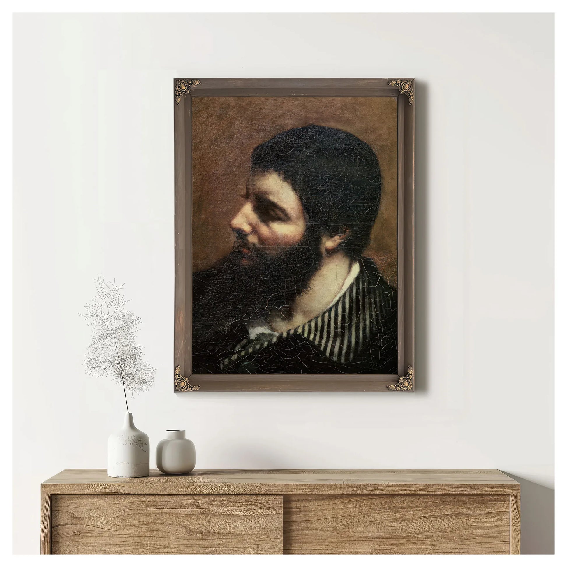 Self Portrait With Striped Collar By Jean Desire Gustave Courbet Fine Art Print