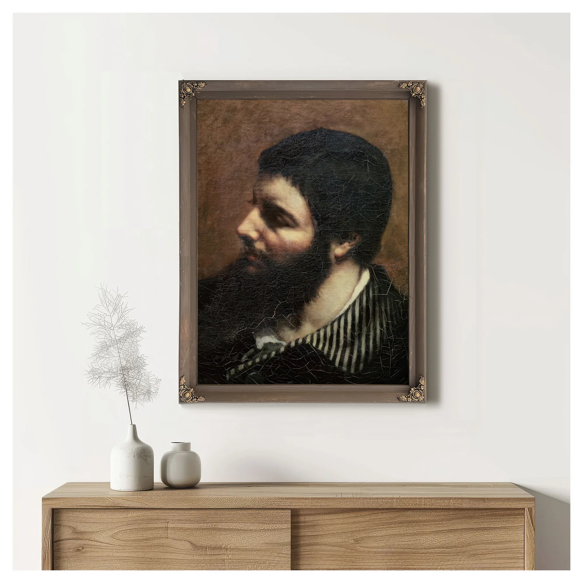 Self Portrait With Striped Collar By Jean Desire Gustave Courbet Fine Art Print