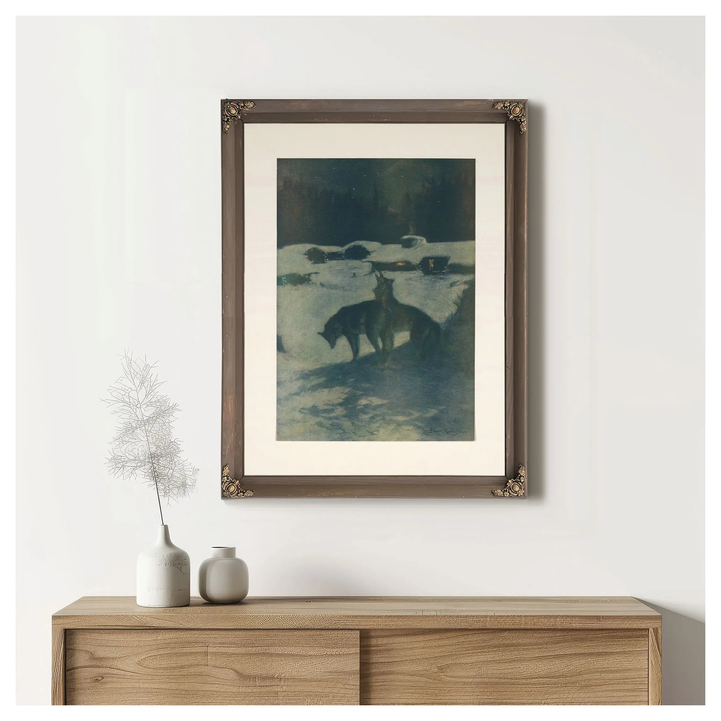 The Lumber Camp At Night by Frederic Remington