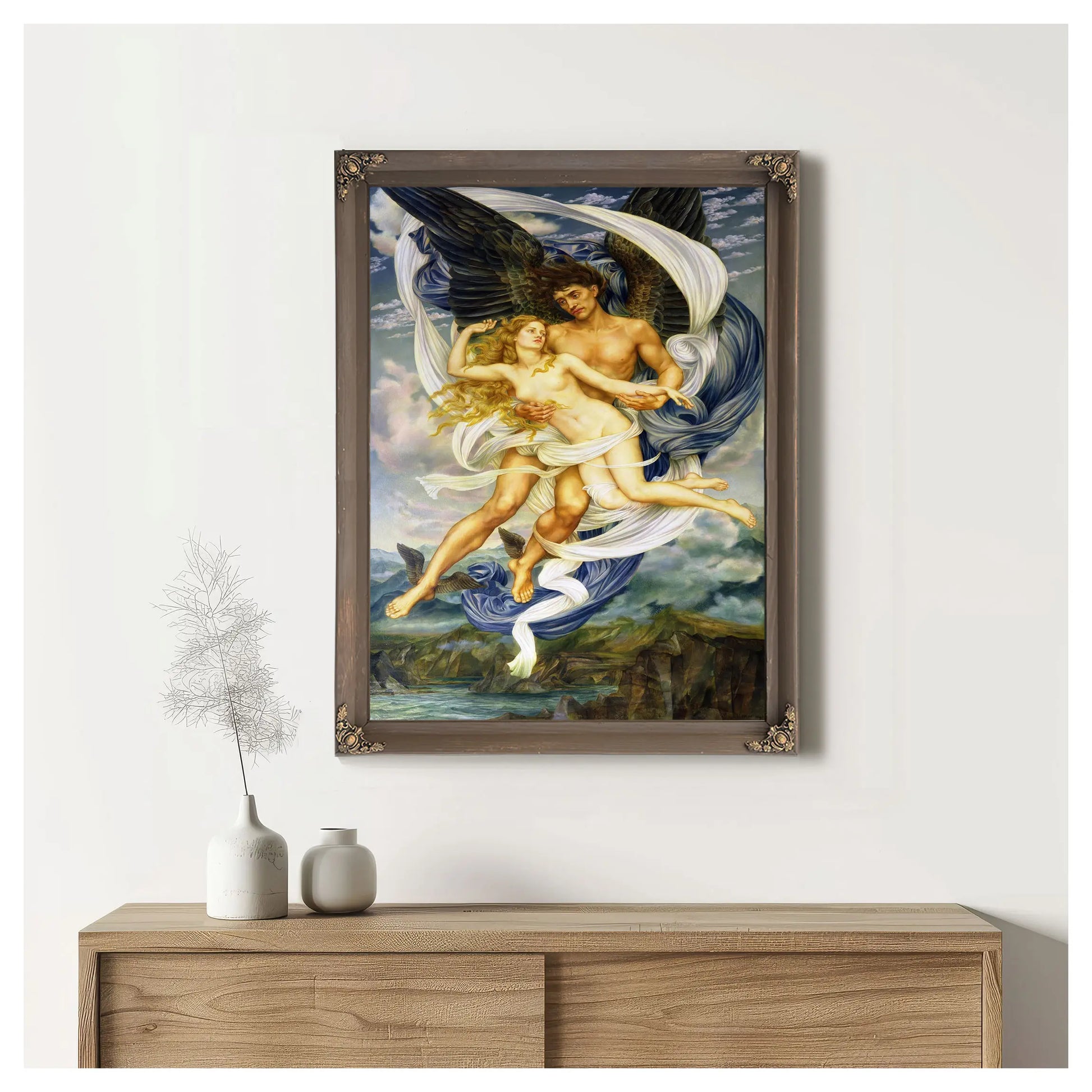 Boreas And Oreithyia 1896 by Evelyn De Morgan