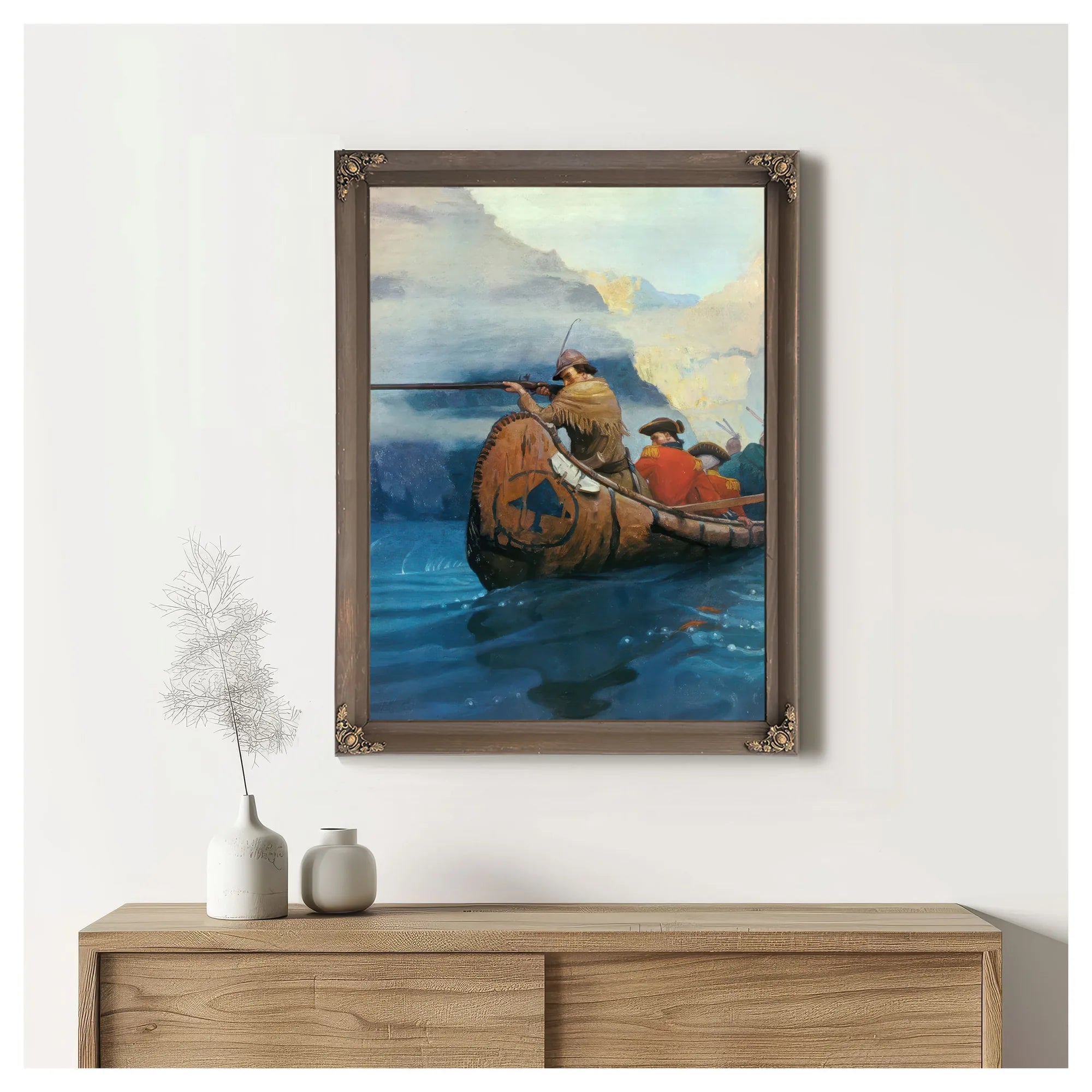 The Flight Across The Lake By NC Wyeth Fine Art Print