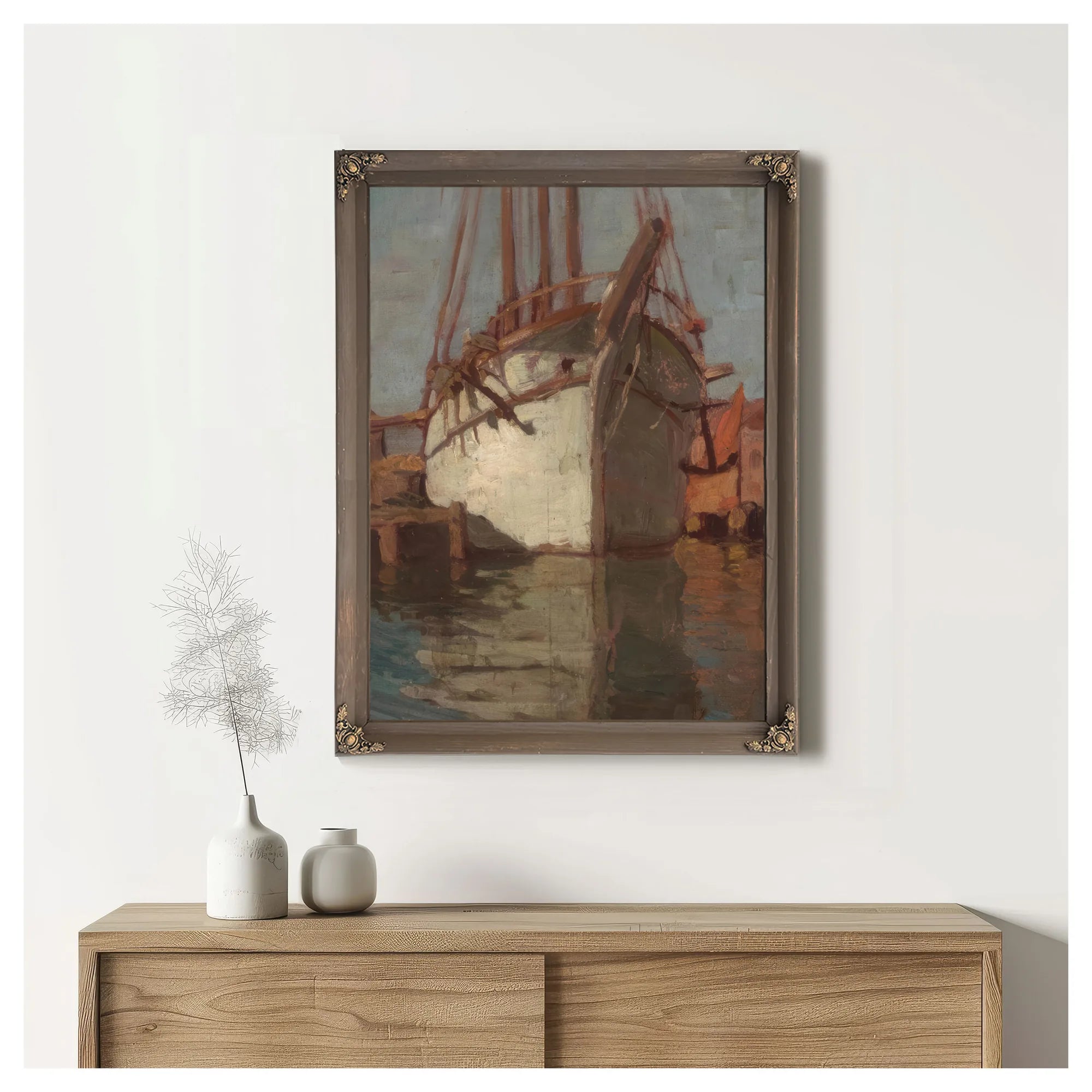 White Sailboat; Sails Descending At Chioggia (Double Sided) By Edgar Payne Fine Art Print