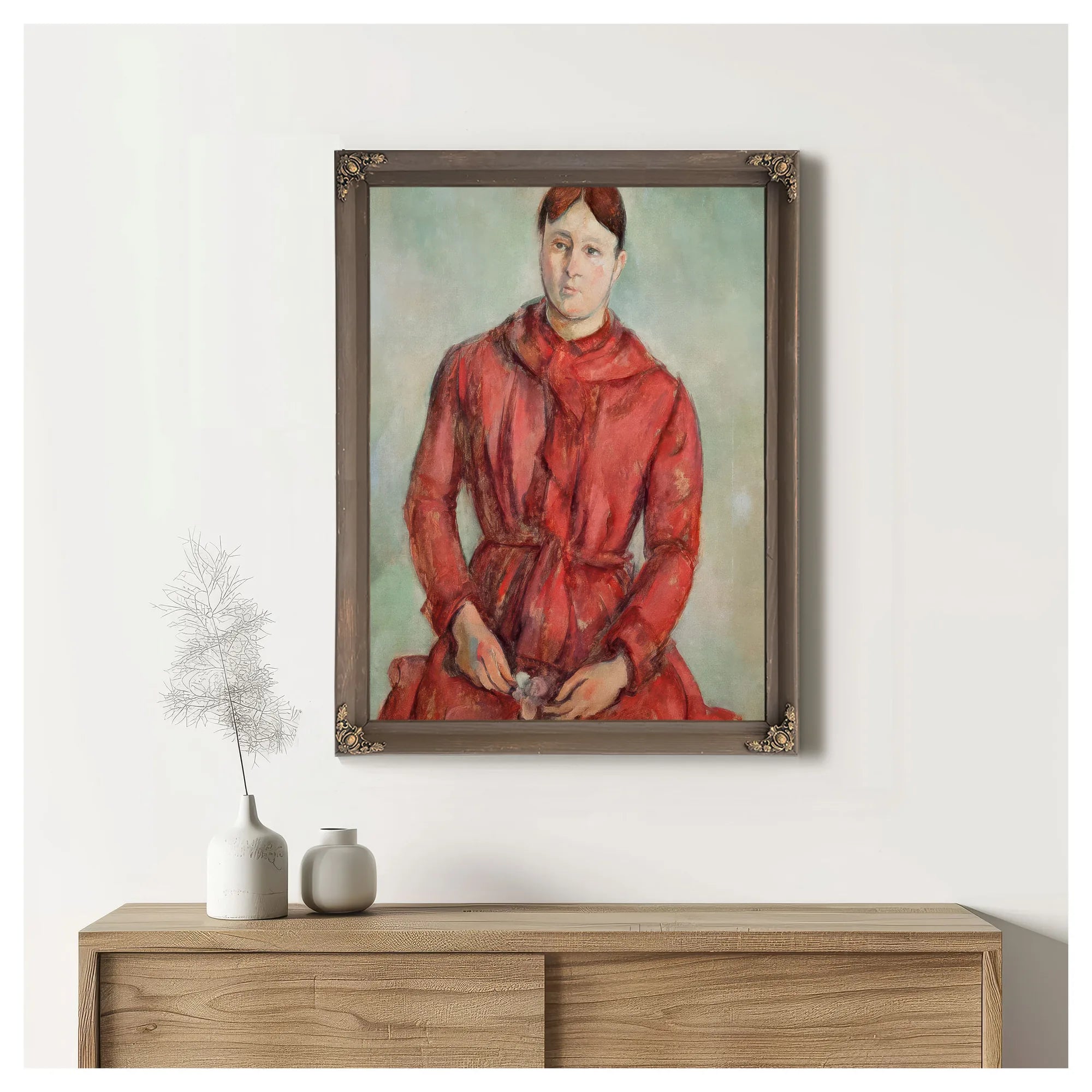 Portrait Of Madame Cezanne In A Red Dress By Paul Cezanne Fine Art Print