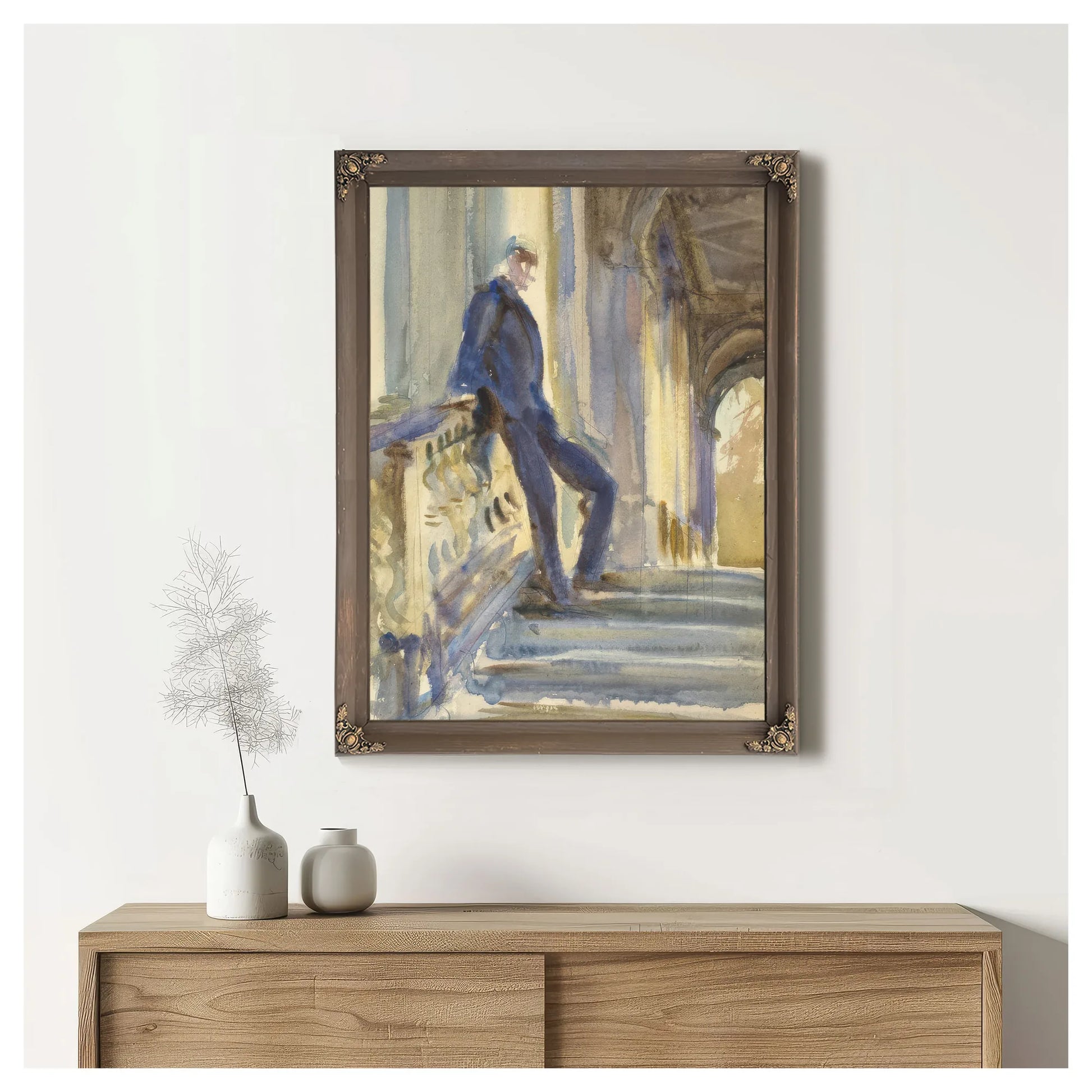 Sir Neville Wilkenson On The Steps Of A Venetian Palazzo By John Singer Sargent Fine Art Print