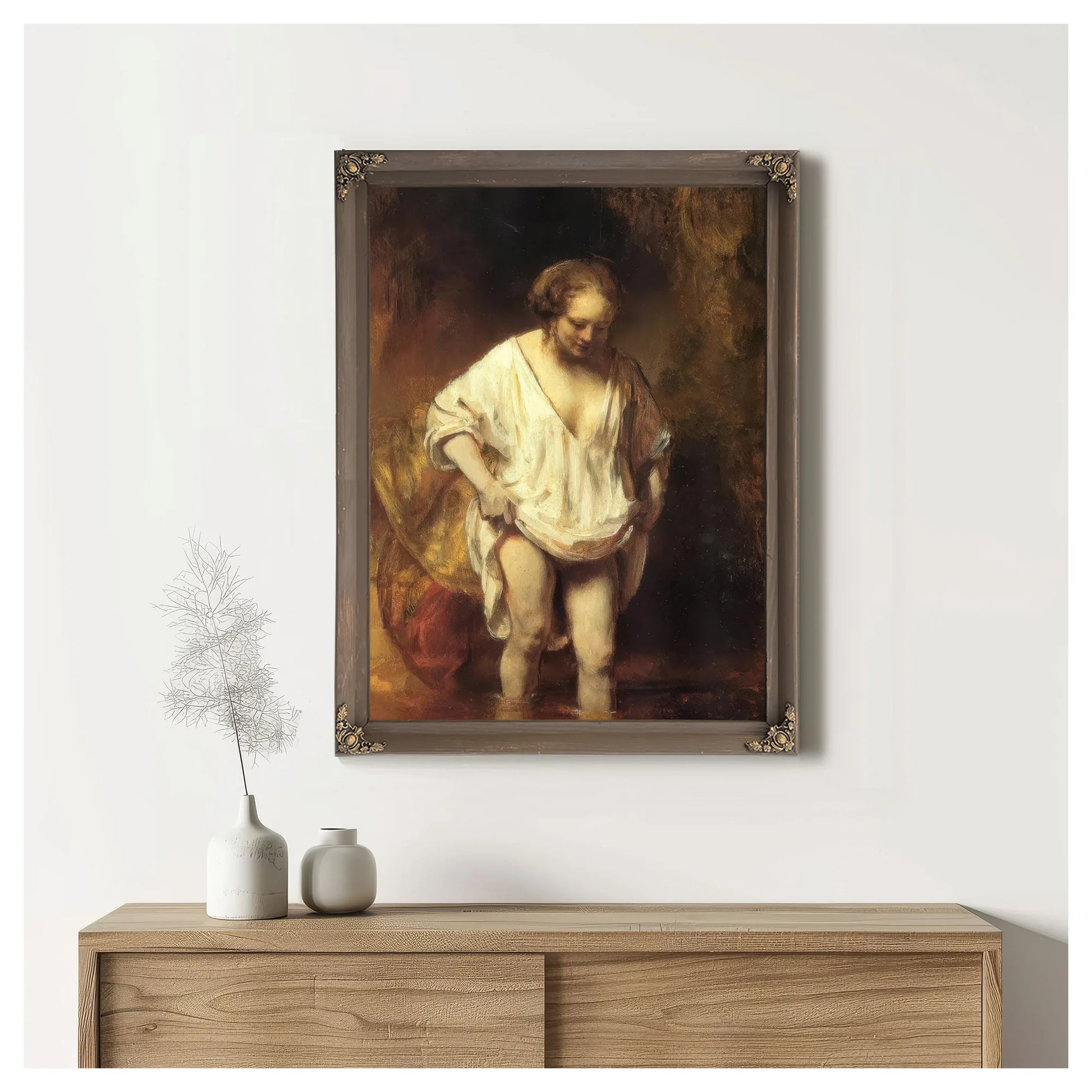 Hendrickje Bathing In A River, 1654 By Rembrandt Fine Art Print