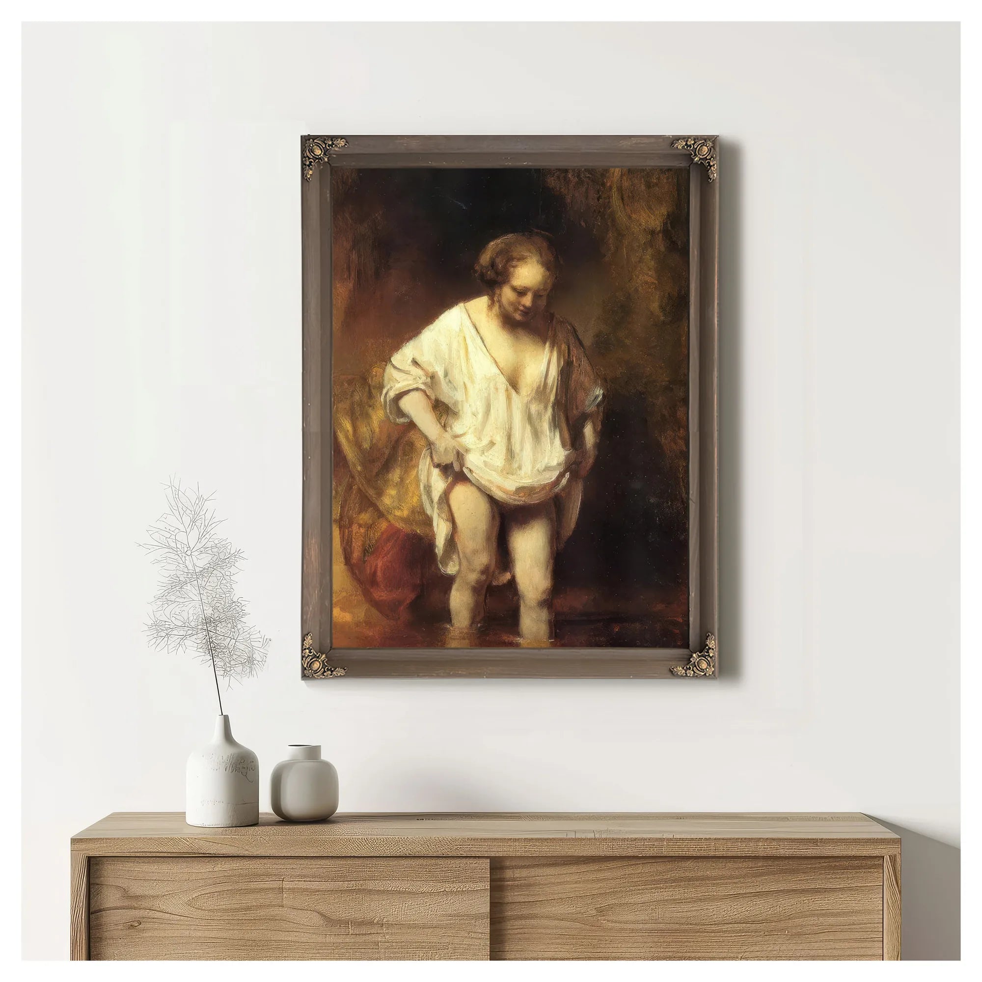 Hendrickje Bathing In A River, 1654 By Rembrandt Fine Art Print