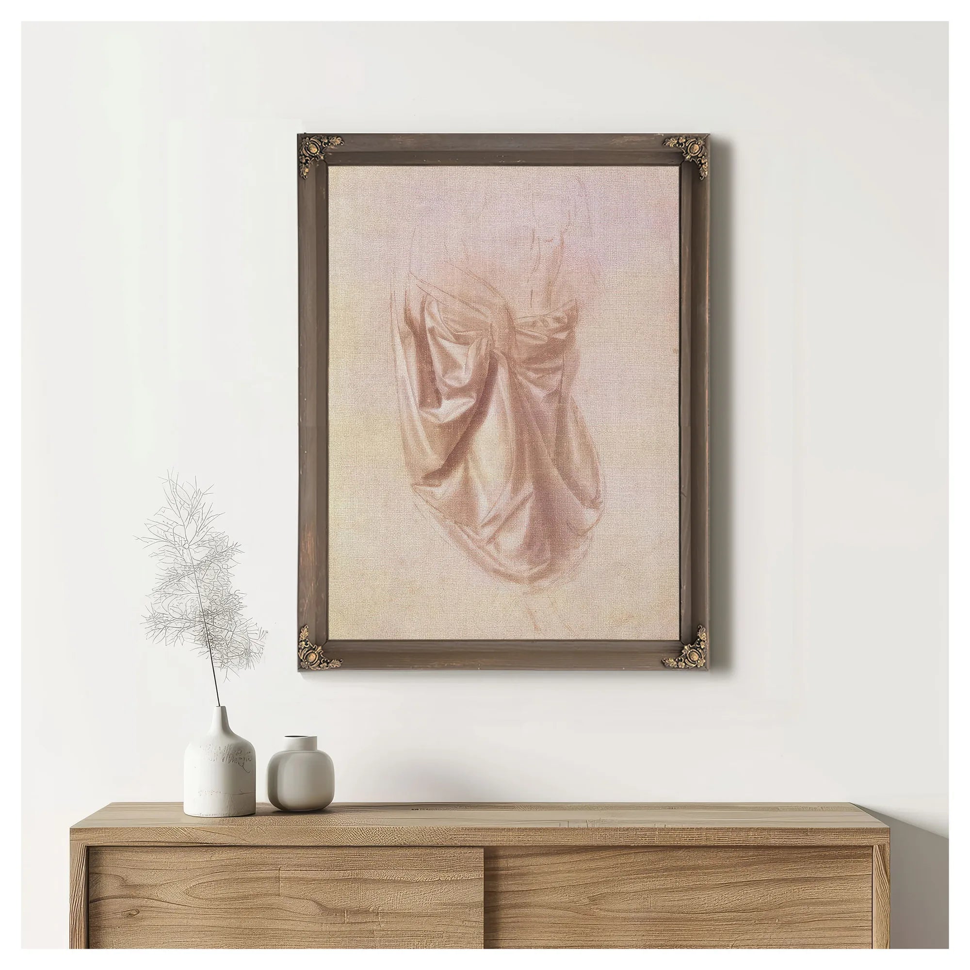 Drapery Study (Gouache On Canvas) By Leonardo Da Vinci Fine Art Print