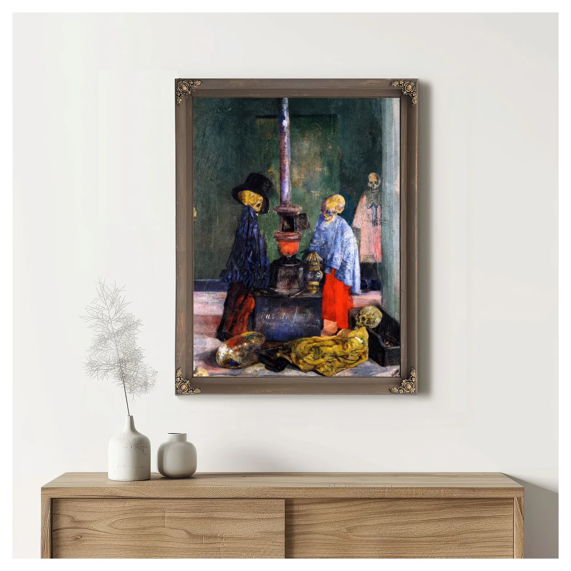 Skeletons Trying To Warm Themselves By James Ensor Fine Art Print