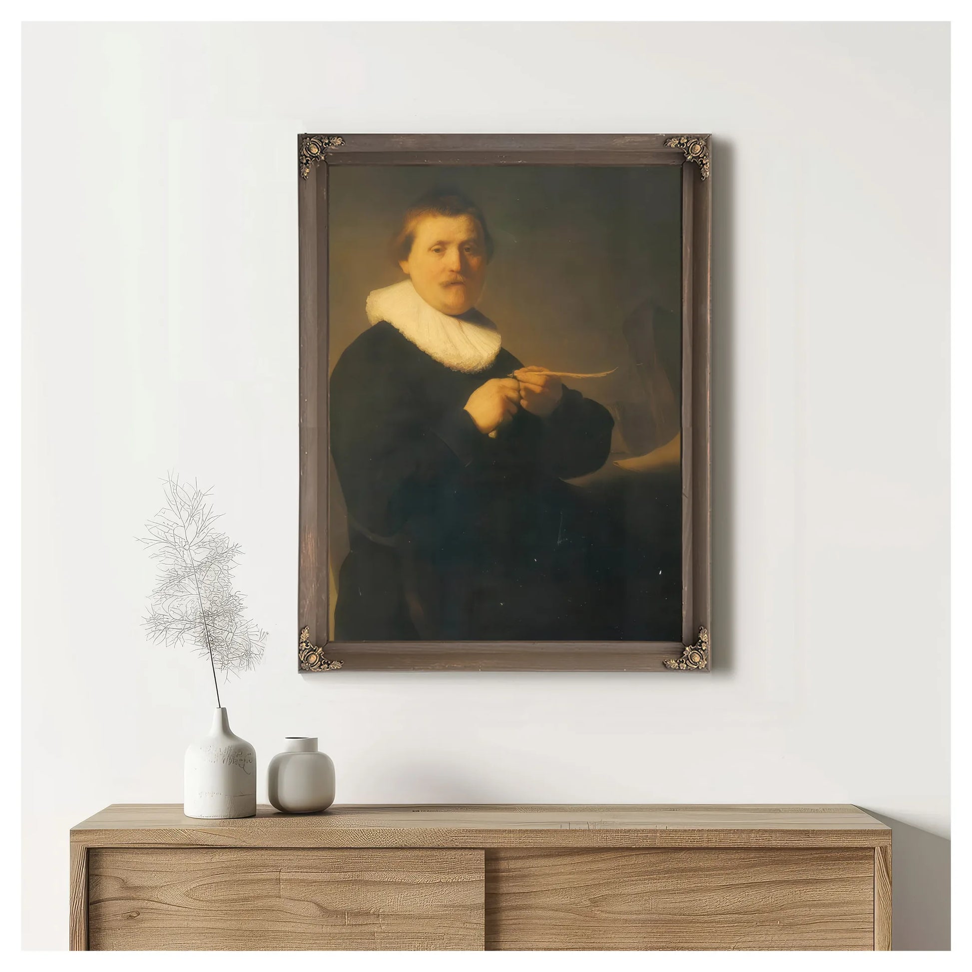 A Man Sharpening A Quill,C By Rembrandt Fine Art Print