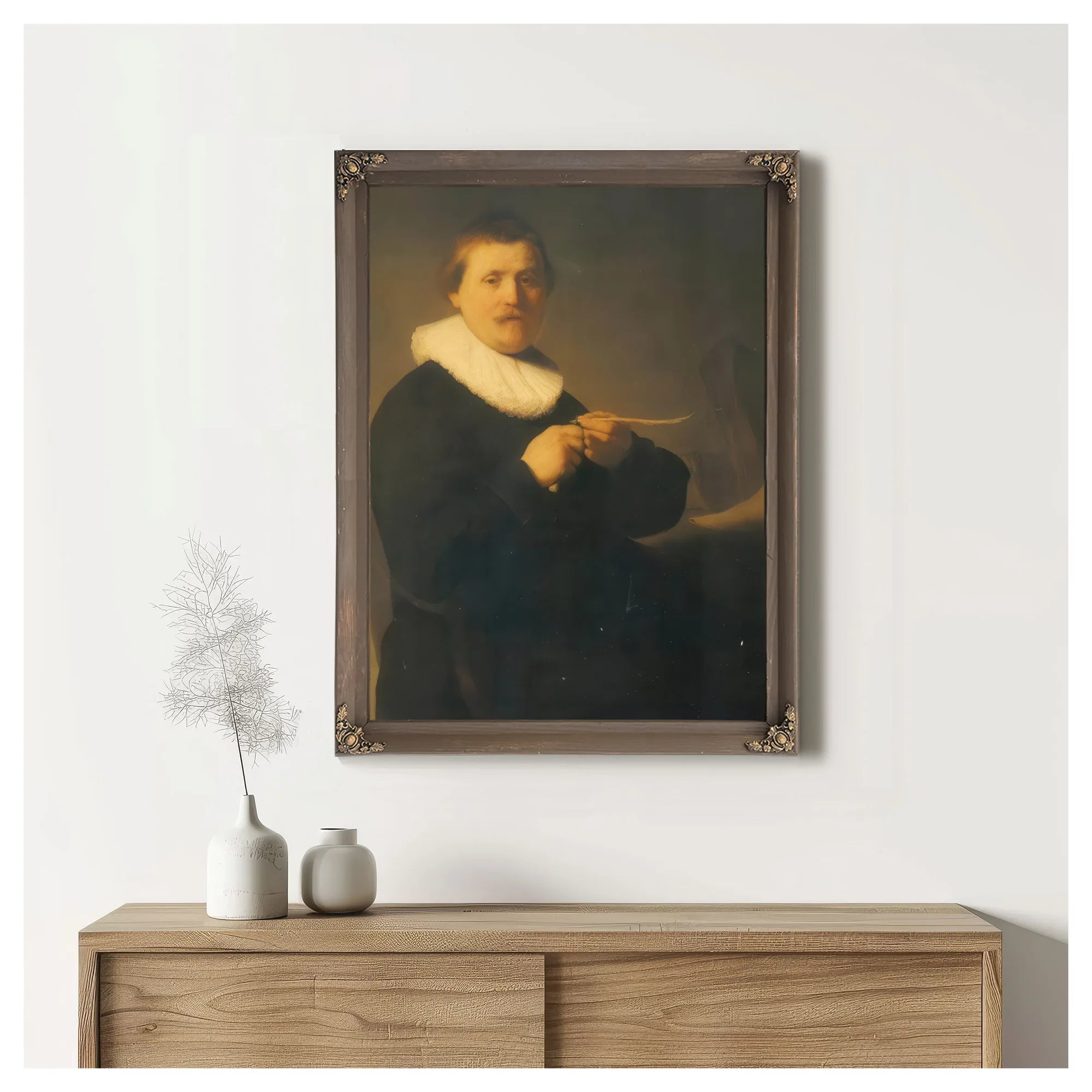 A Man Sharpening A Quill,C By Rembrandt Fine Art Print