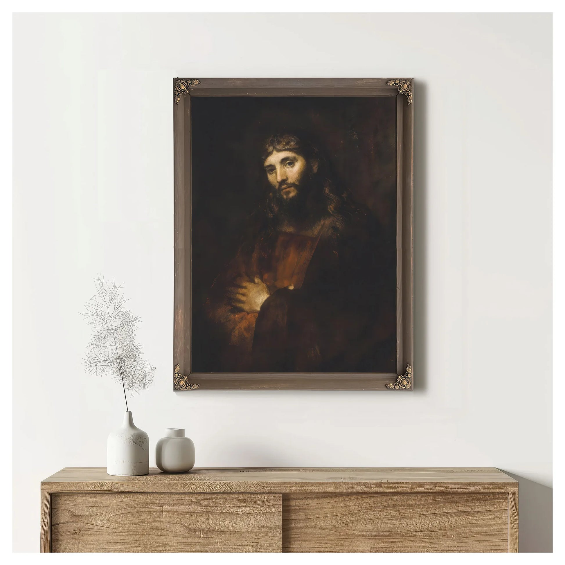 Christ With Arms Folded By Rembrandt Fine Art Print