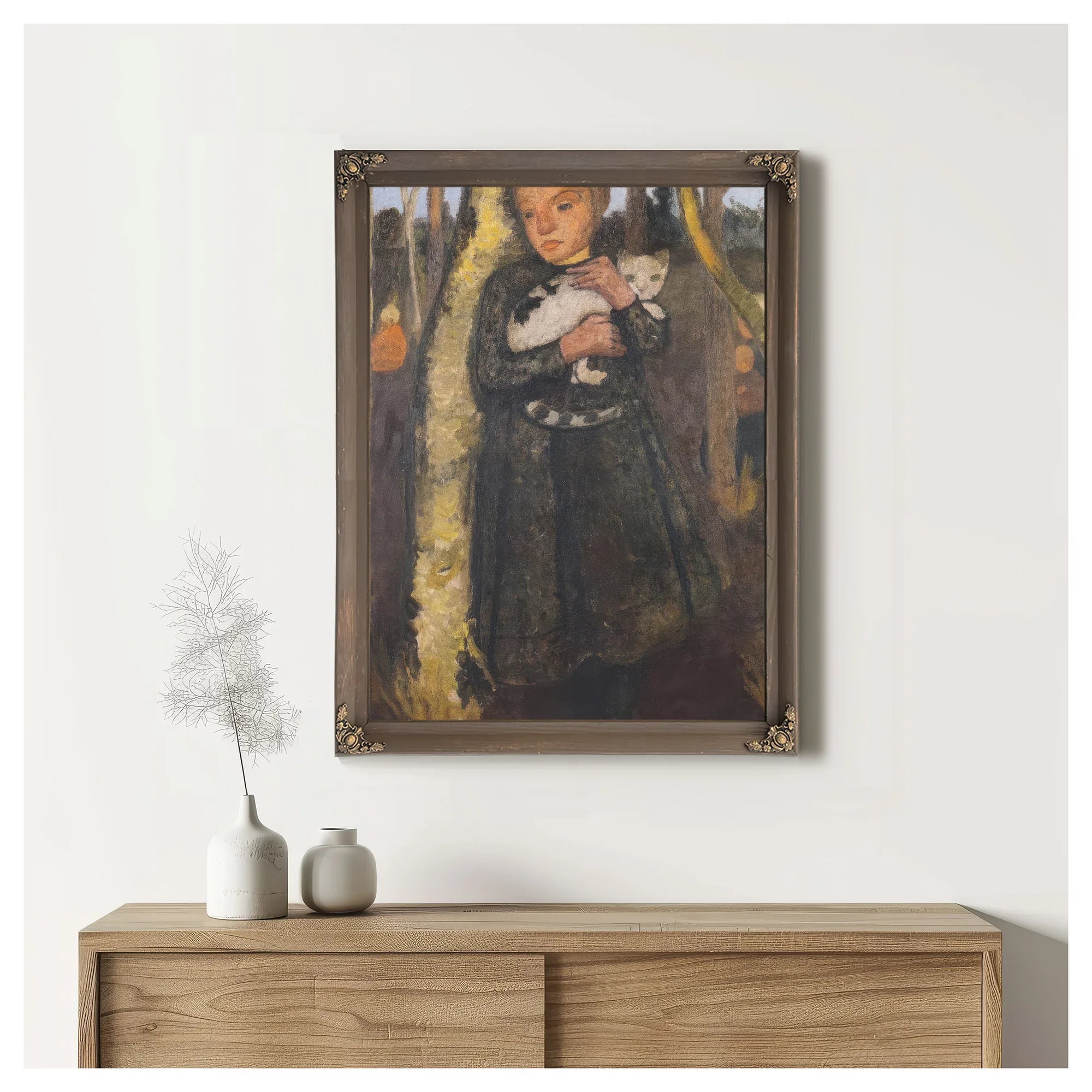 Girl With Cat In The Birch Forest By Paula Modersohn Becker Fine Art Print