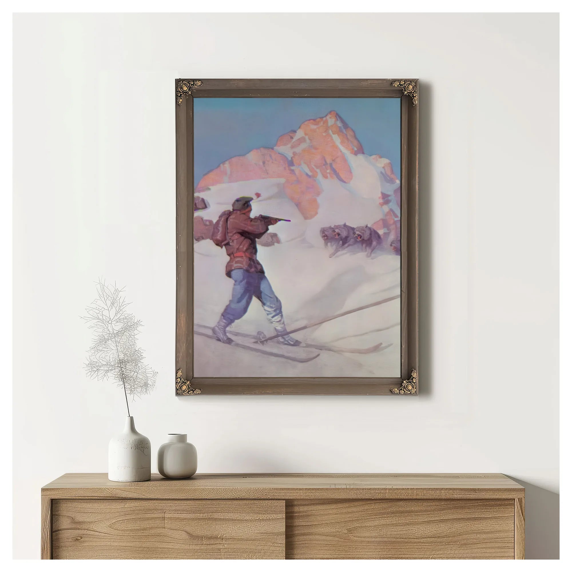 The Fight In The Peaks By NC Wyeth Fine Art Print
