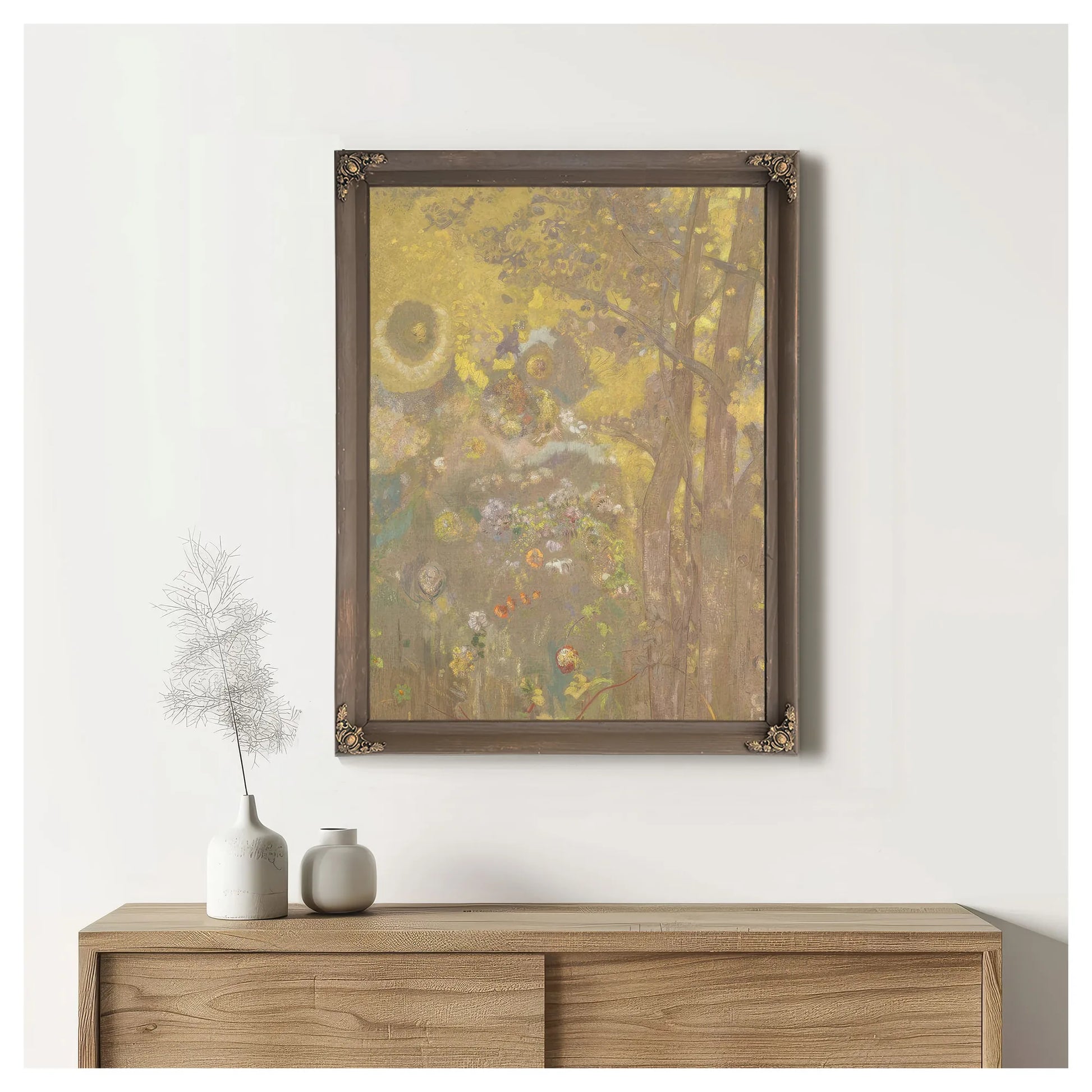 Trees On A Yellow Background 1901 Oil Tempera Charcoal Pastel 247X173Cm Musee Dorsay By Odilon Redon Fine Art Print