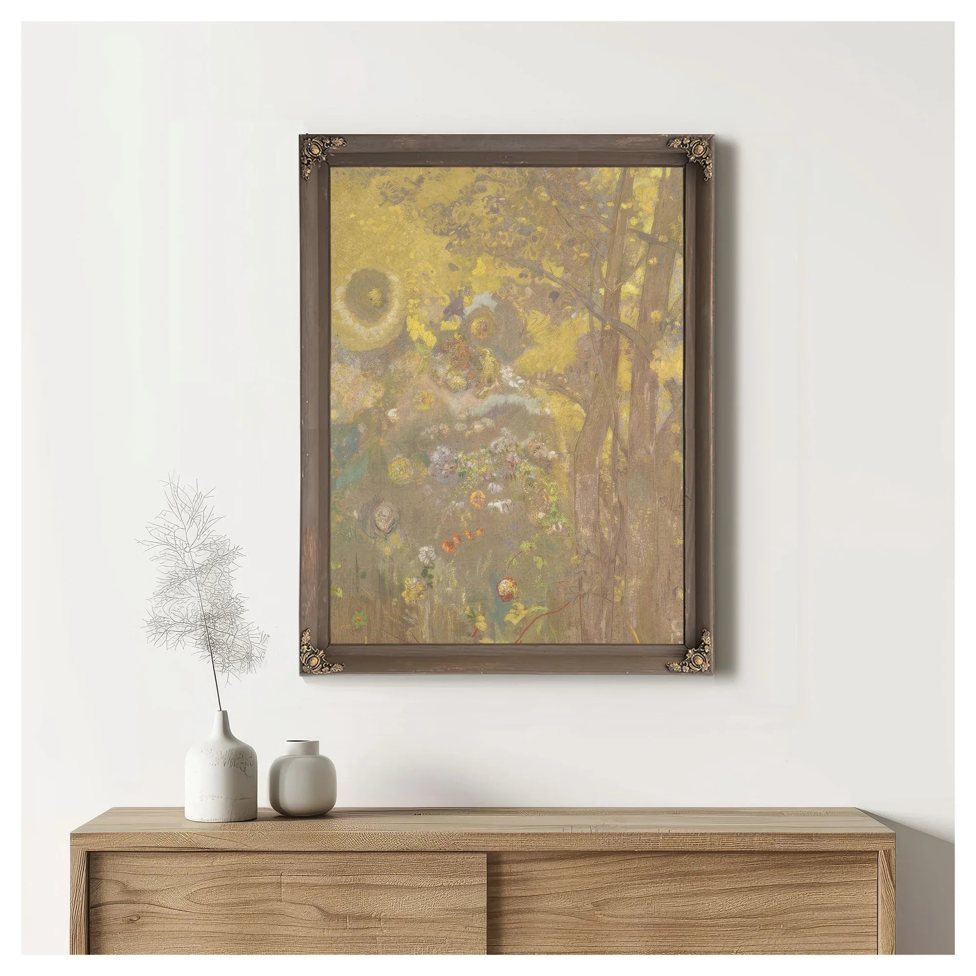 Trees On A Yellow Background 1901 Oil Tempera Charcoal Pastel 247X173Cm Musee Dorsay By Odilon Redon Fine Art Print
