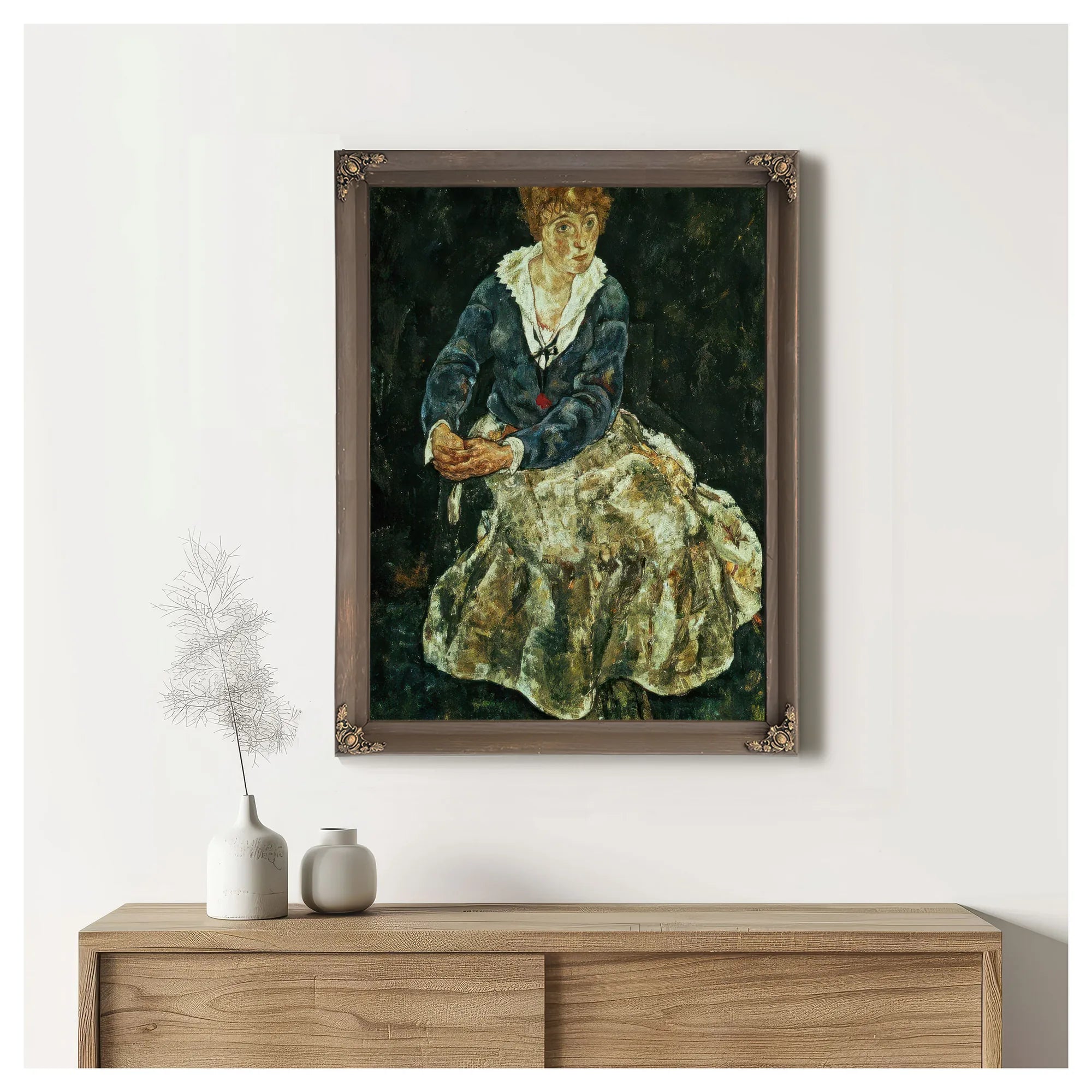 The Artist's Wife Seated By Egon Schiele Fine Art Print