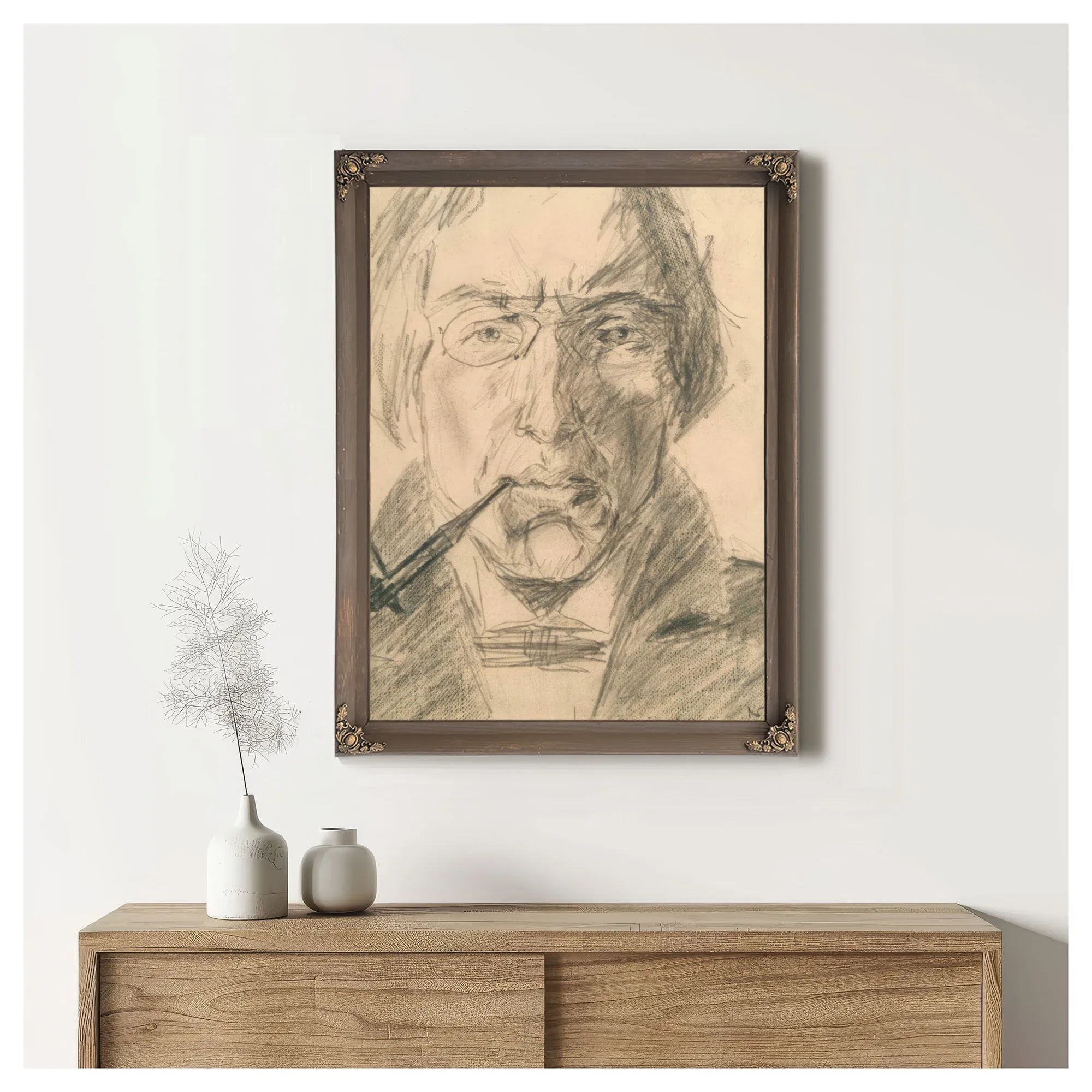 Self Portrait With Pipe By Nicolai Astrup Fine Art Print