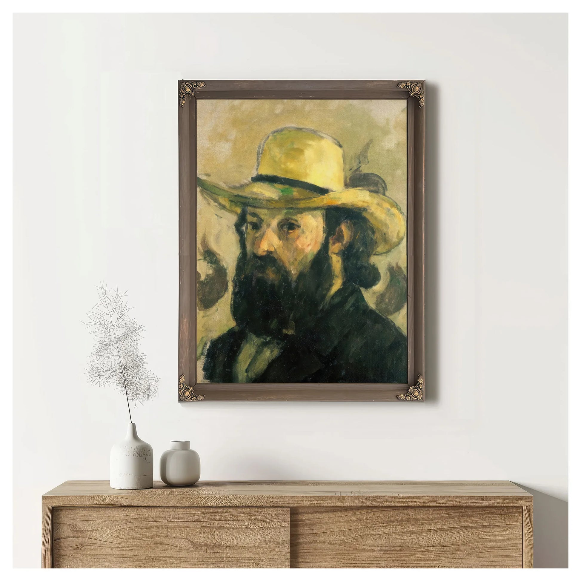 Self Portrait In A Straw Hat By Paul Cezanne Fine Art Print