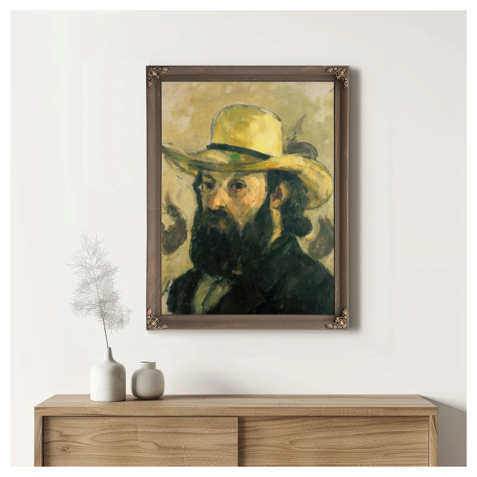 Self Portrait In A Straw Hat By Paul Cezanne Fine Art Print