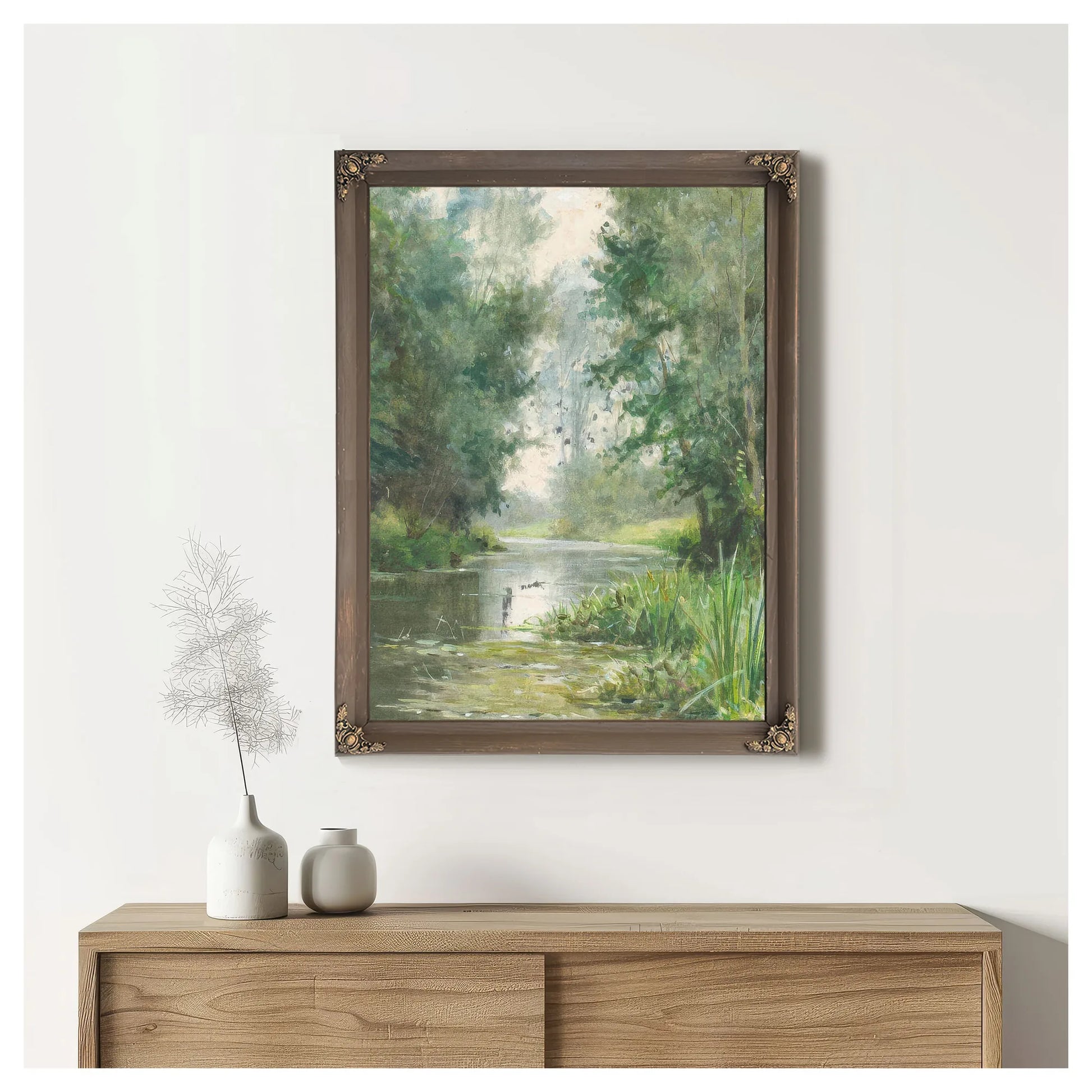 A Tranquil River Scene By Louis Aston Knight Fine Art Print
