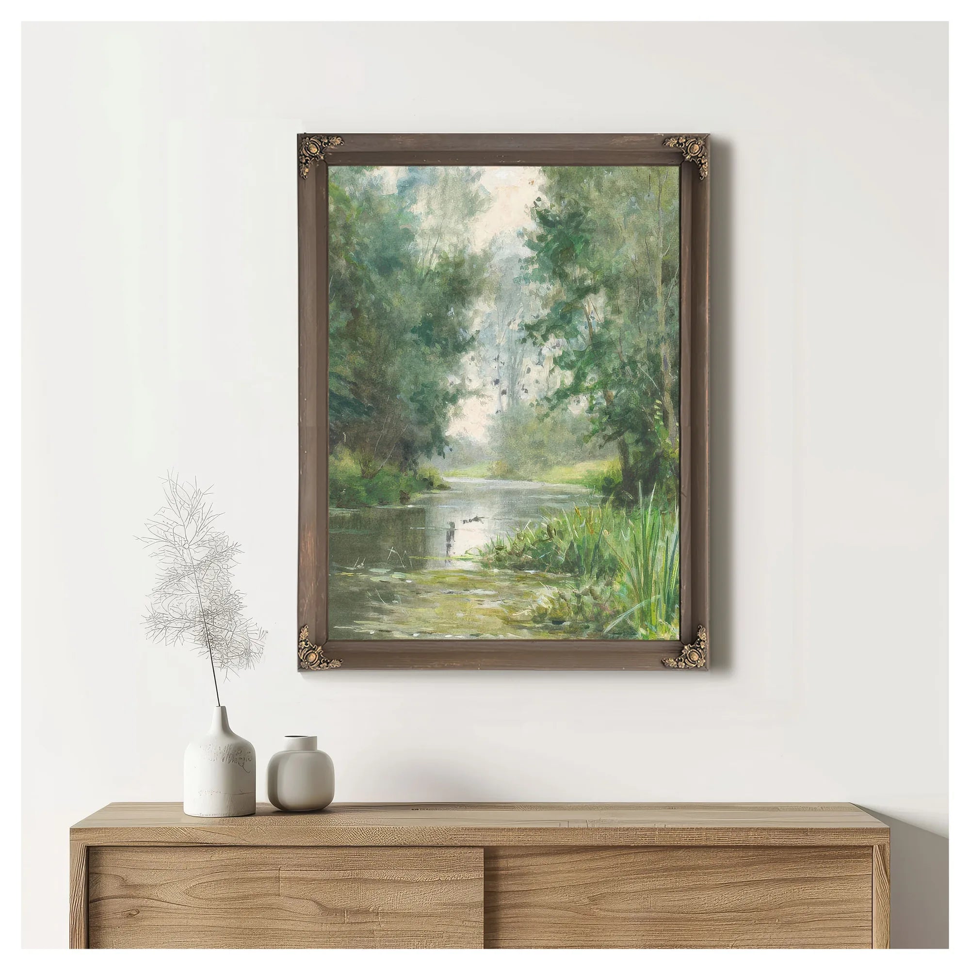 A Tranquil River Scene By Louis Aston Knight Fine Art Print