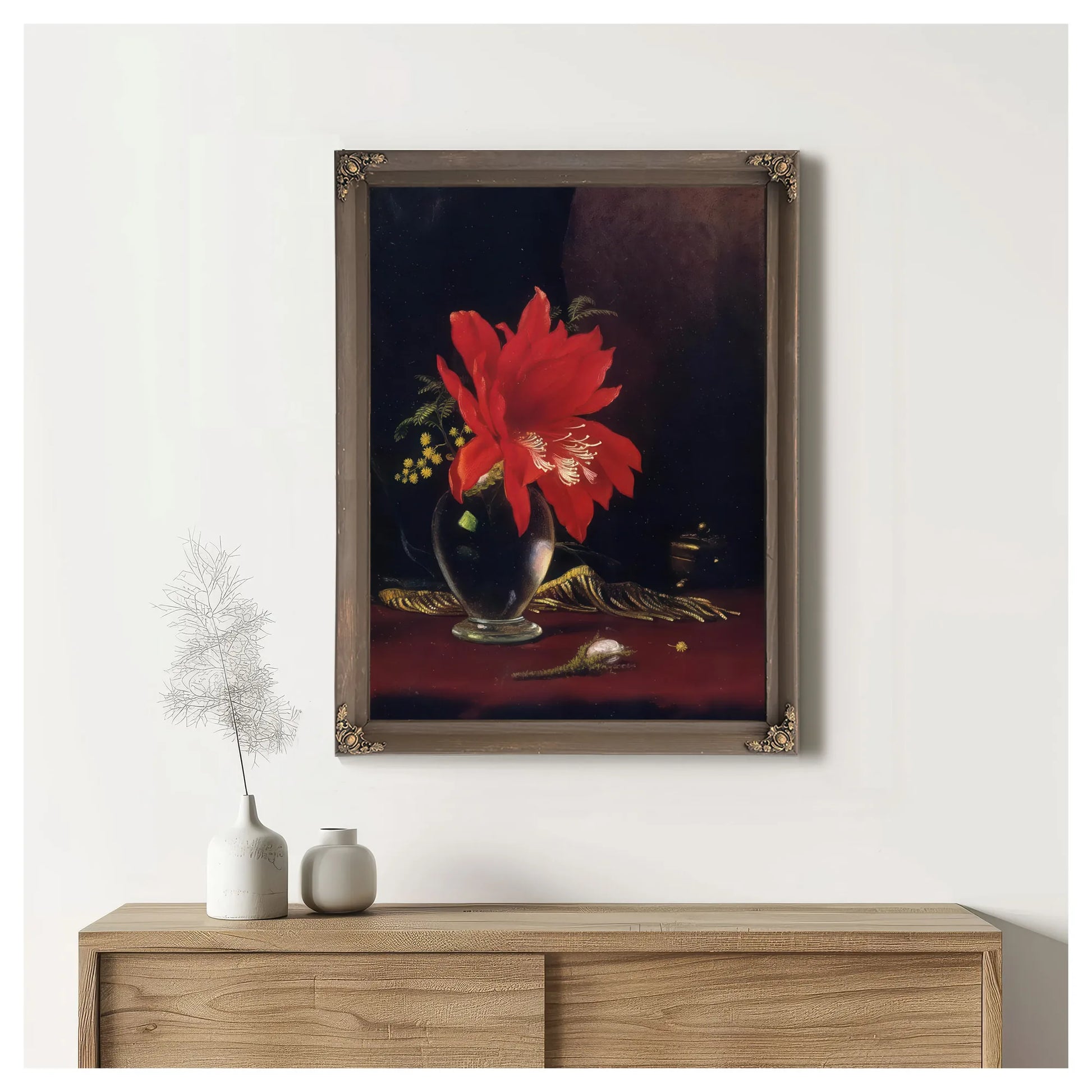 Red Flower In A Vase By Martin Johnson Heade Fine Art Print