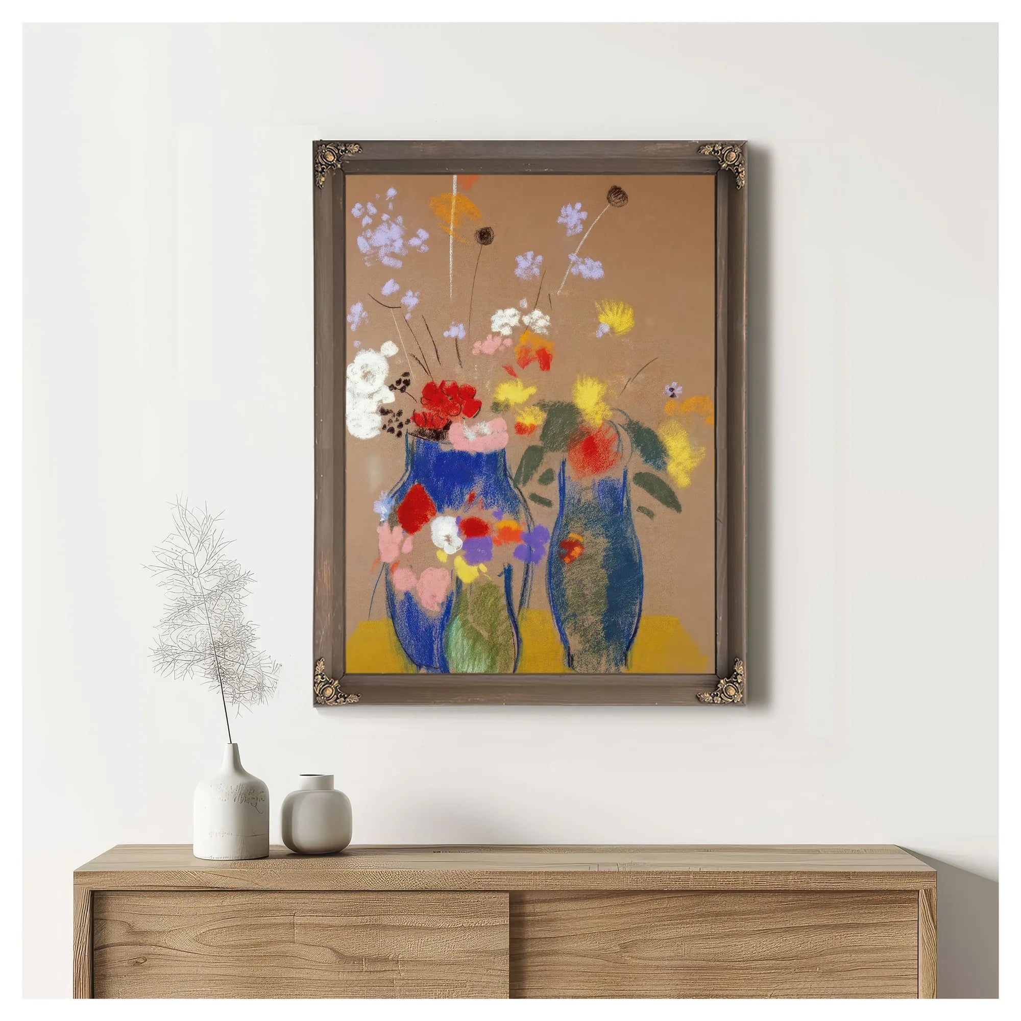 Three Vases Of Flowers By Odilon Redon Fine Art Print