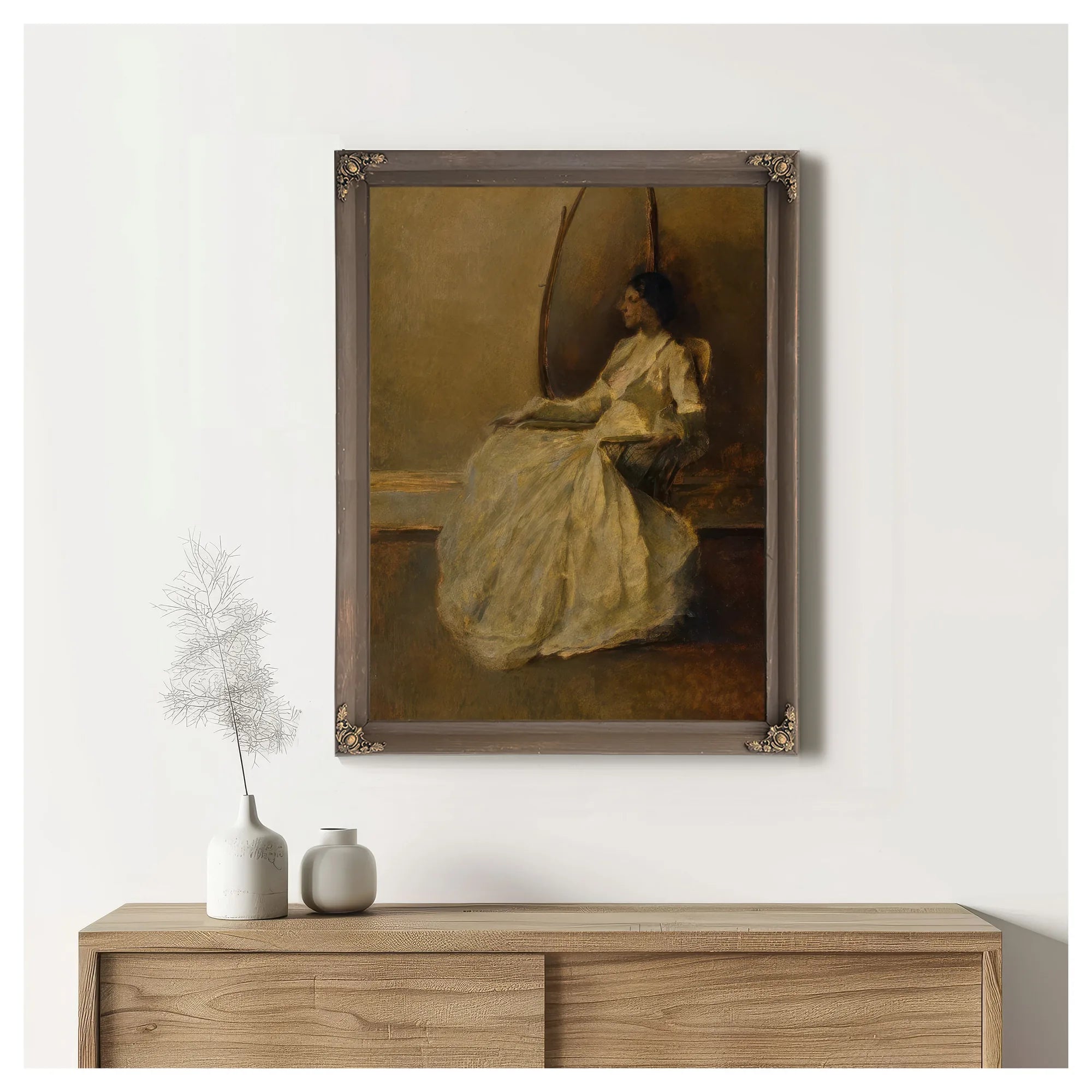 Lady In White By Thomas Wilmer Dewing Fine Art Print