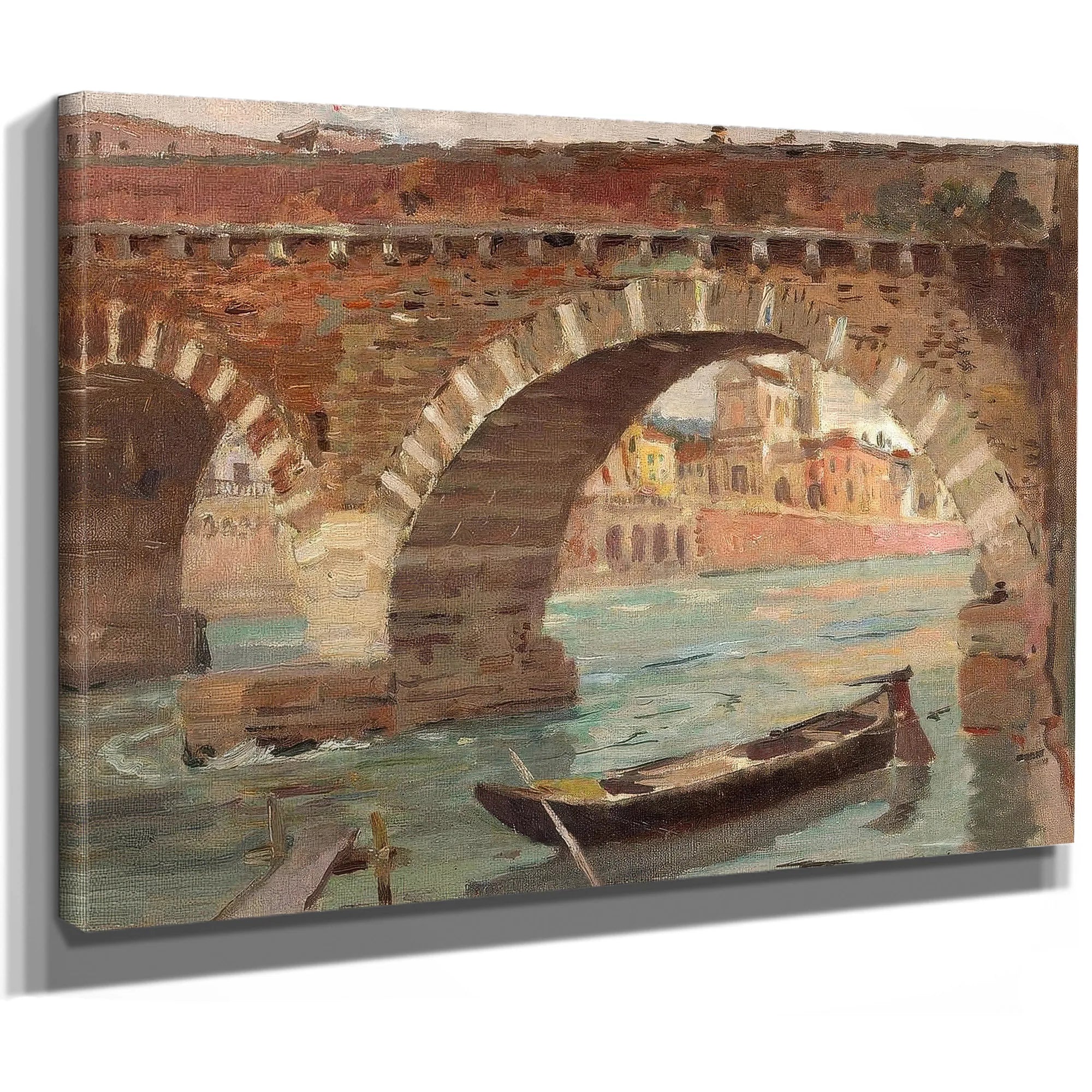 A Boat Moored Near A Bridge By Colin Campbell Cooper Fine Art Print