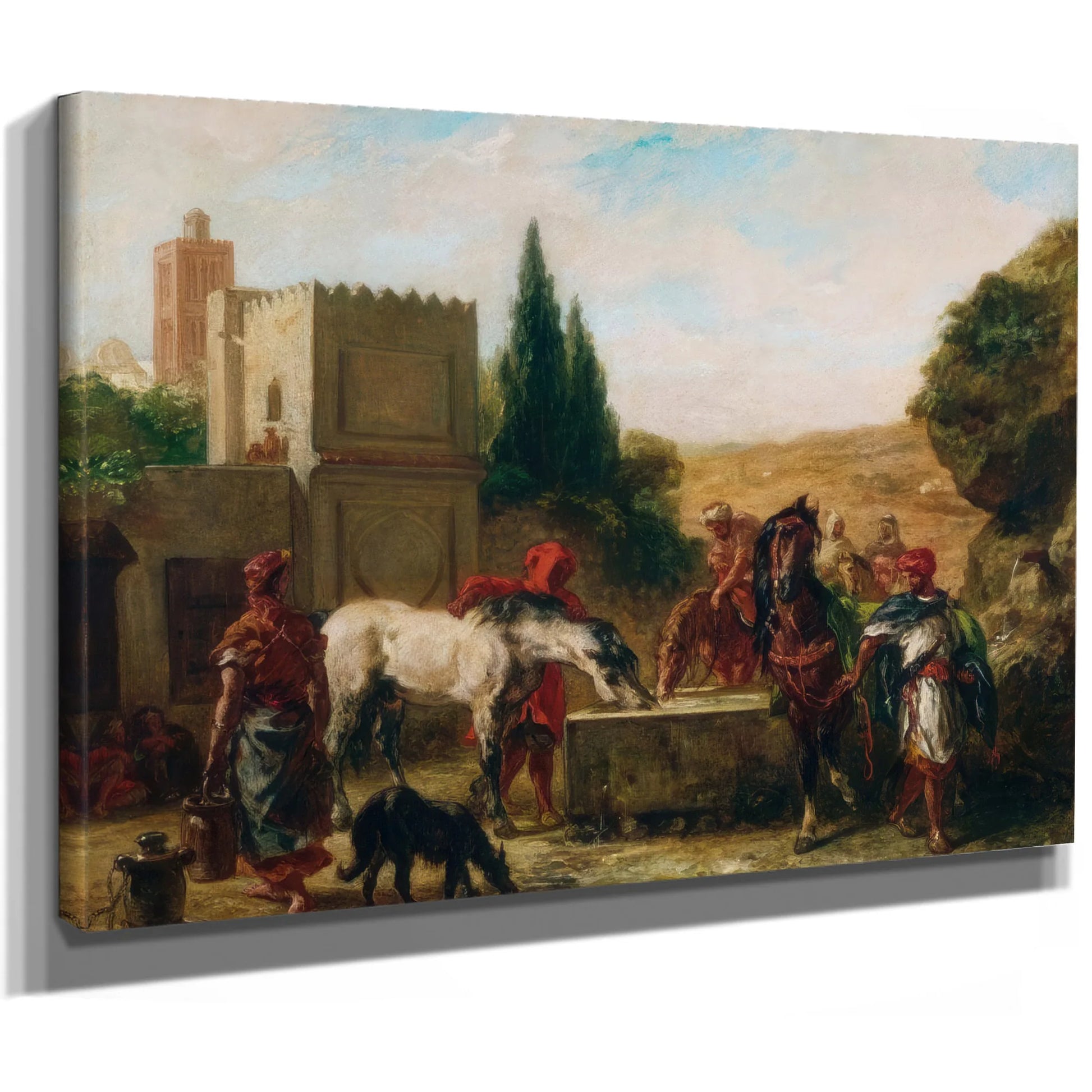 Horses At A Fountain By Eugene Delacroix Fine Art Print