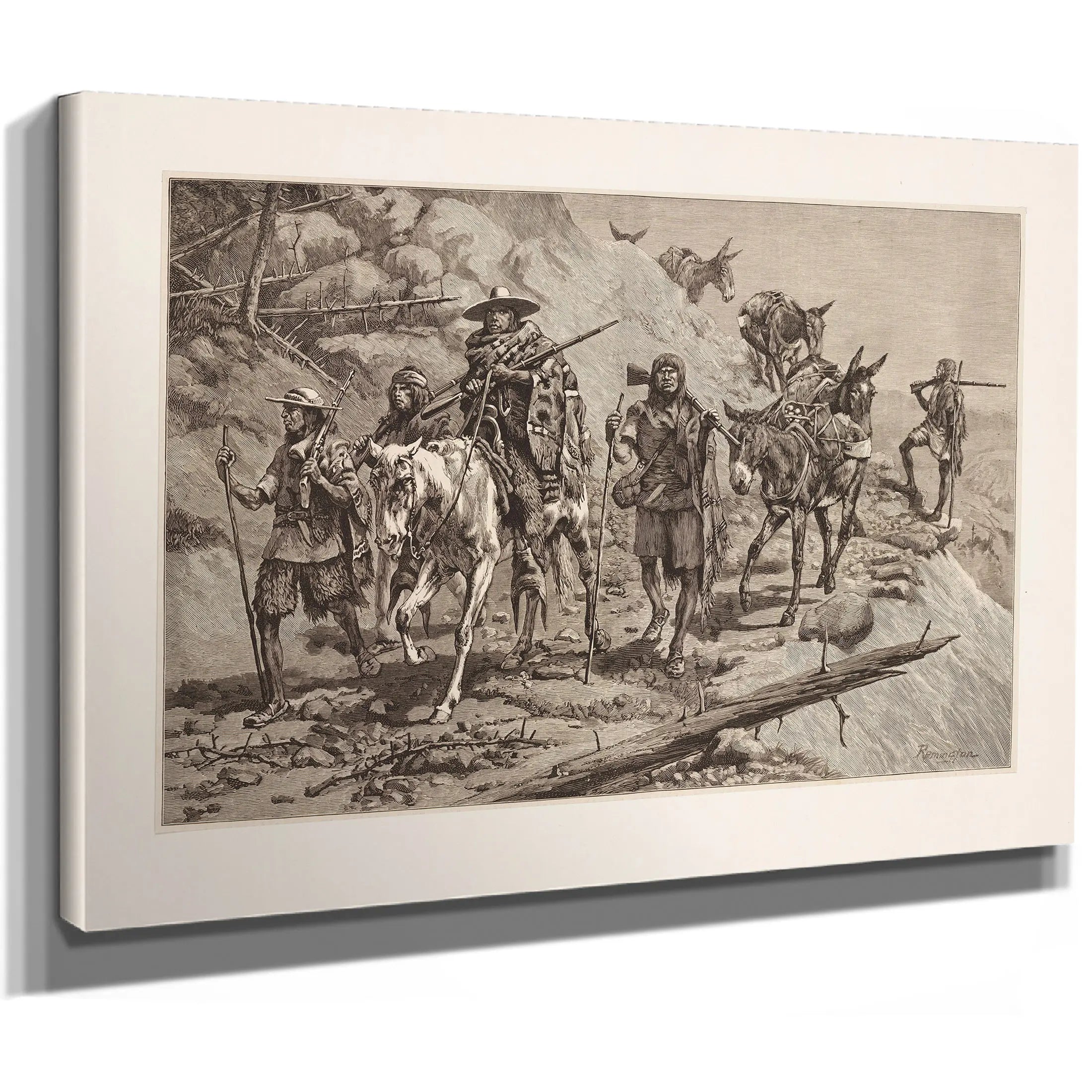 Pima Indians Convoying A Silver Train In Mexico by Frederic Remington