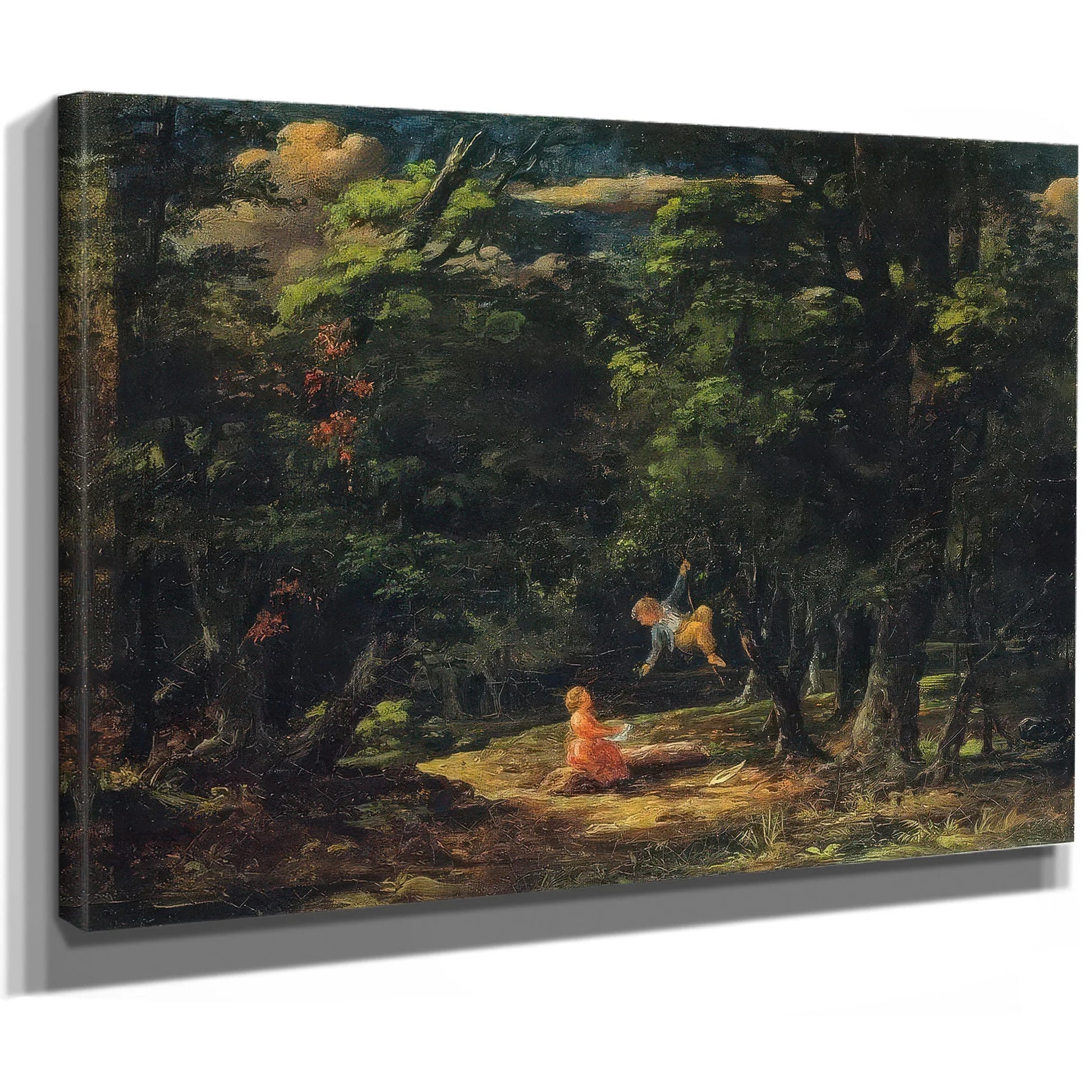 The Swing Children In The Woods By Martin Johnson Heade Fine Art Print