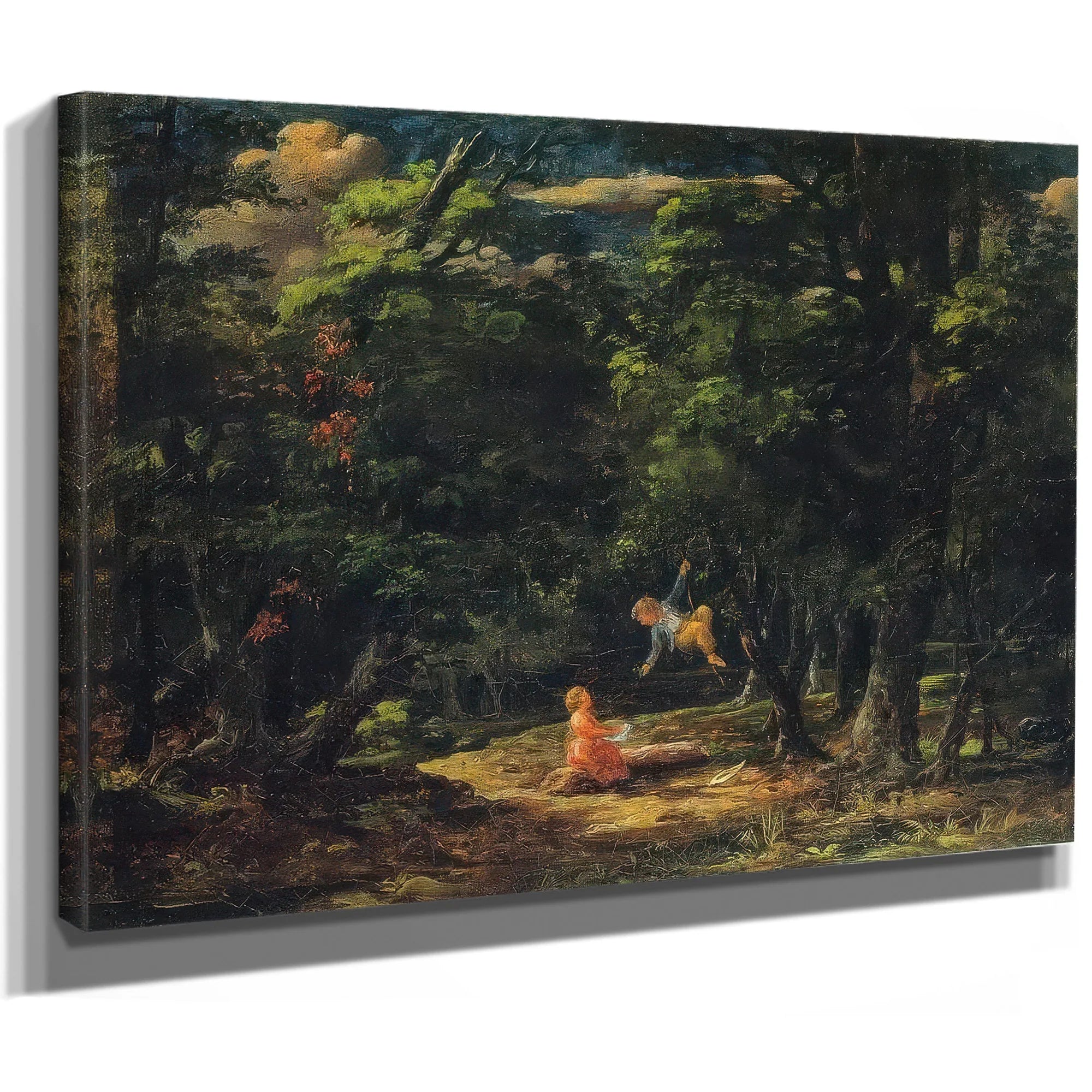 The Swing Children In The Woods By Martin Johnson Heade Fine Art Print