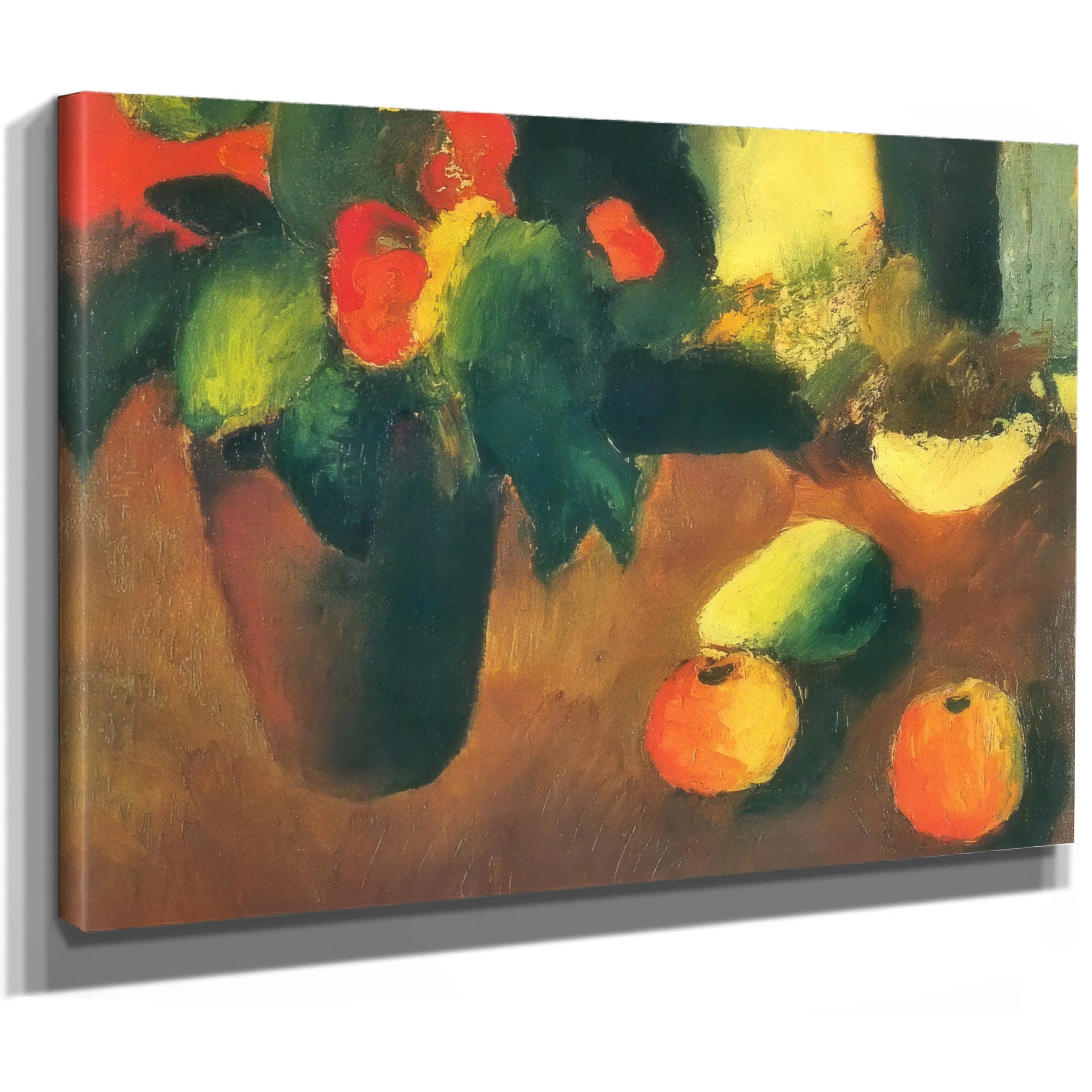 Still Life With Begonisas Apples And Pear By August Macke Fine Art Print