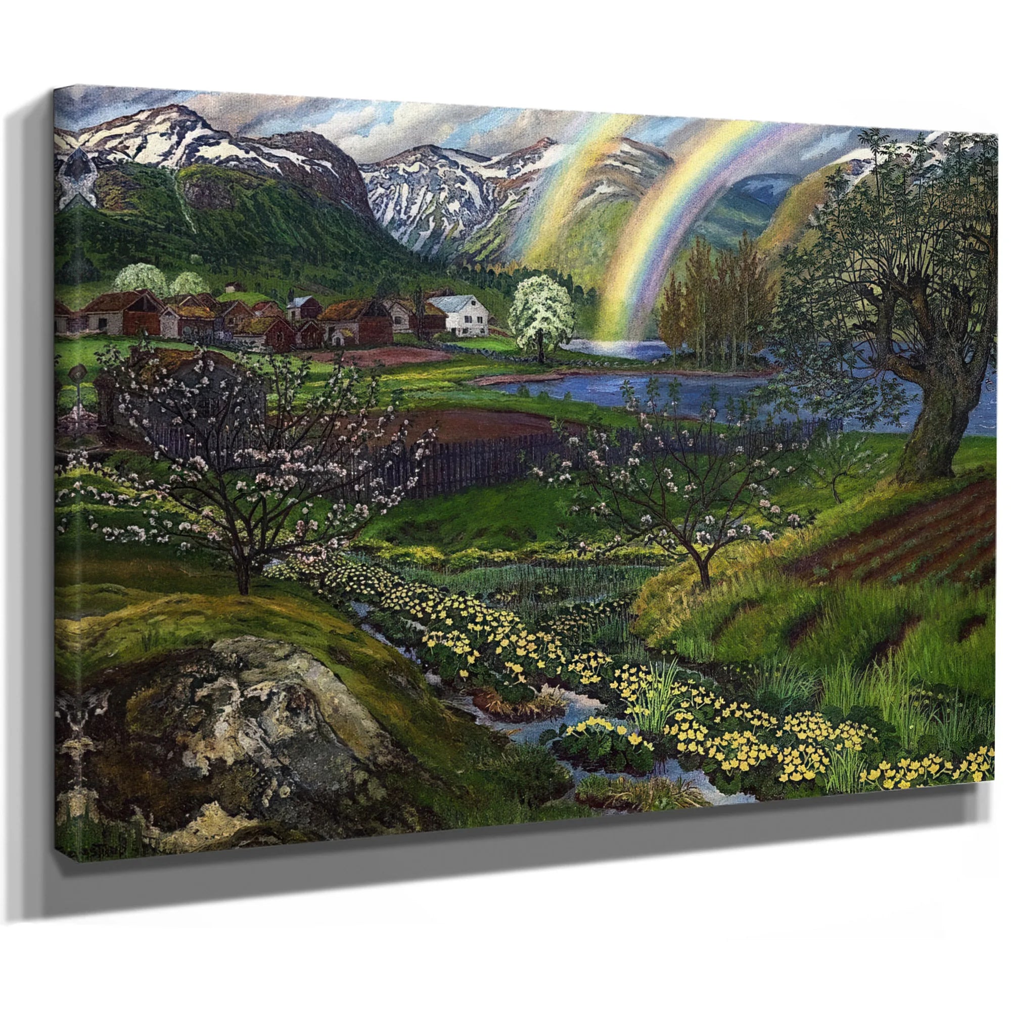 Marsh Marigolds And Double Rainbow By Nicolai Astrup Fine Art Print