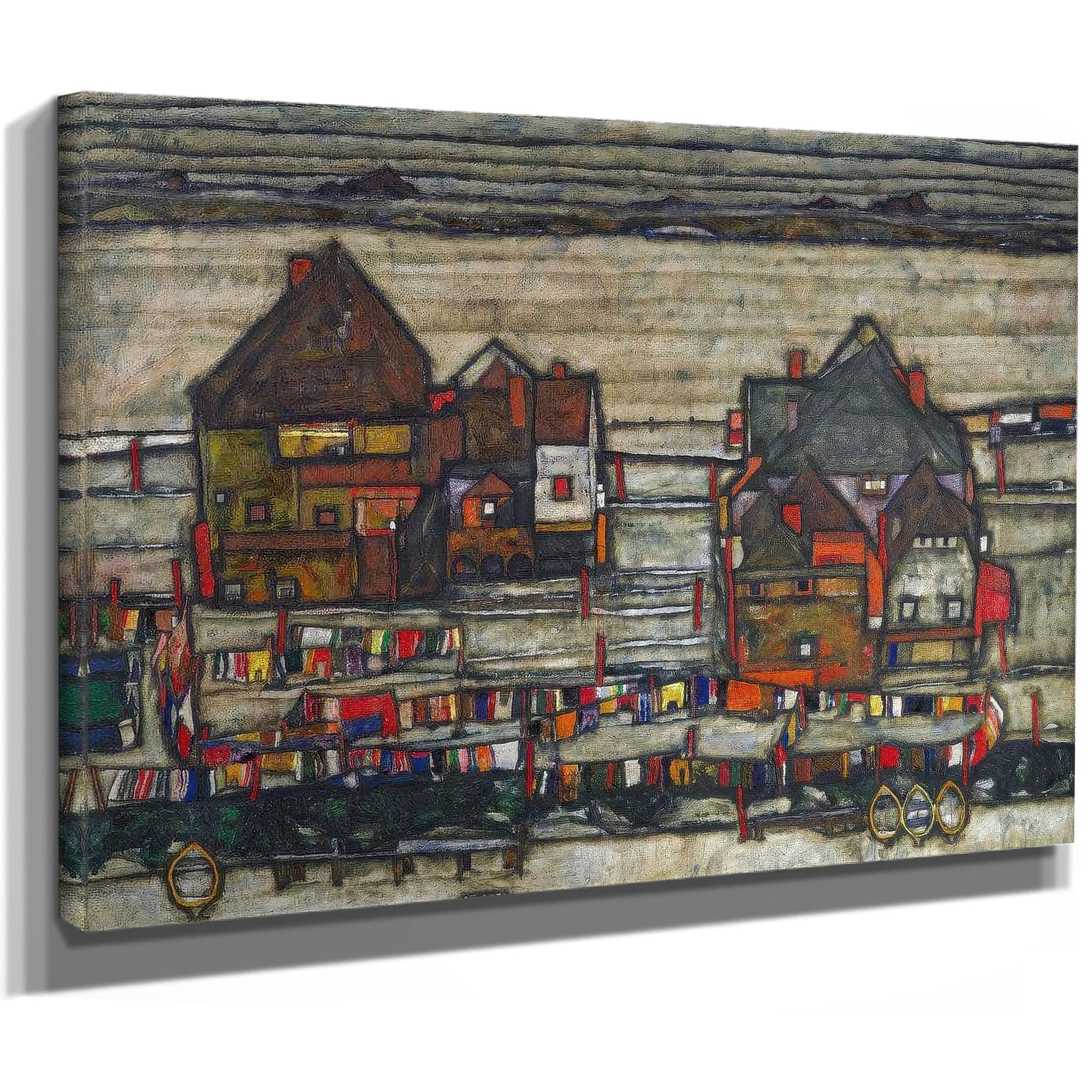 Houses With Laundry Seeburg Ha User Mit Bunter Wa Sche 1914 Pc By Egon Schiele Fine Art Print
