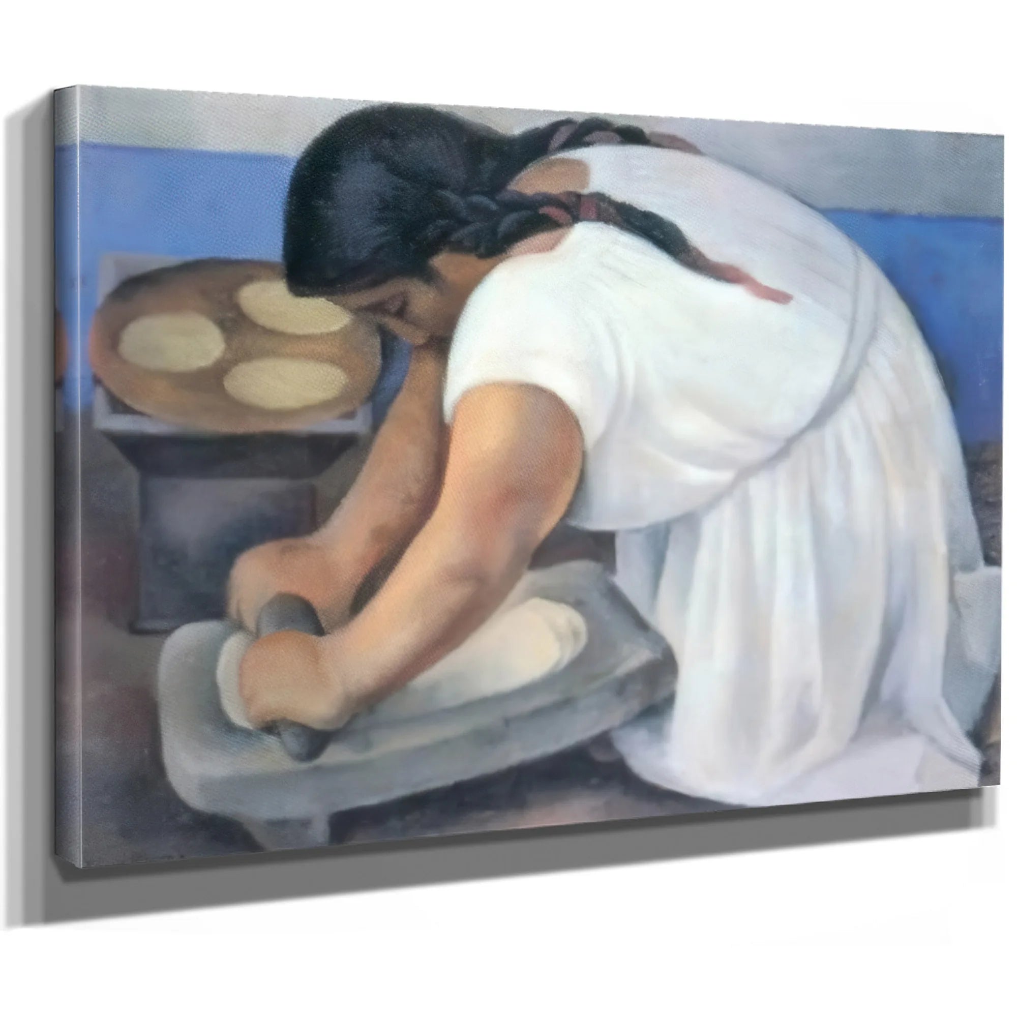 Woman Grinding Maize By Diego Rivera Fine Art Print