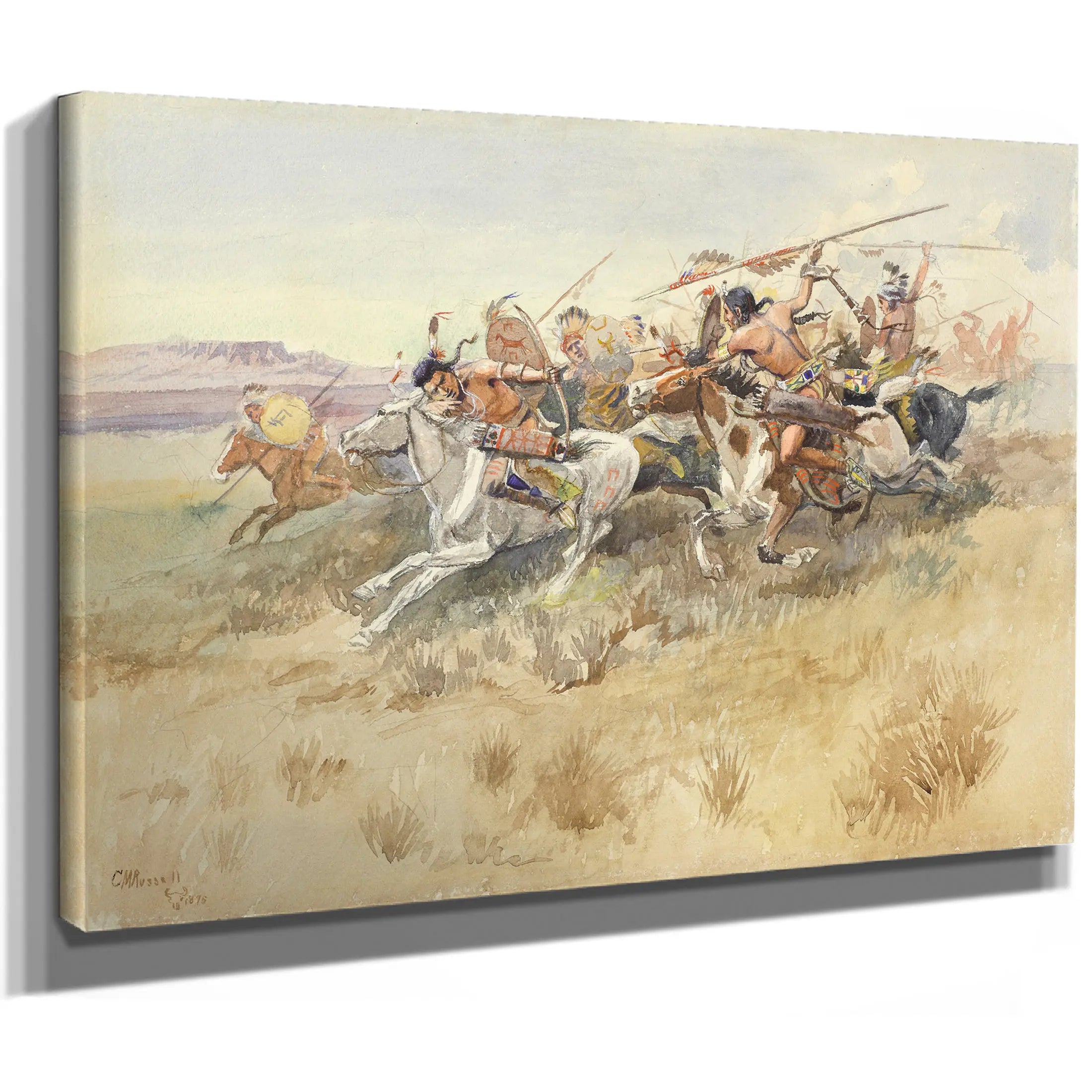 Running Fight Between Crees And Blackfeet Old Style Warfare by Charles Marion Russell