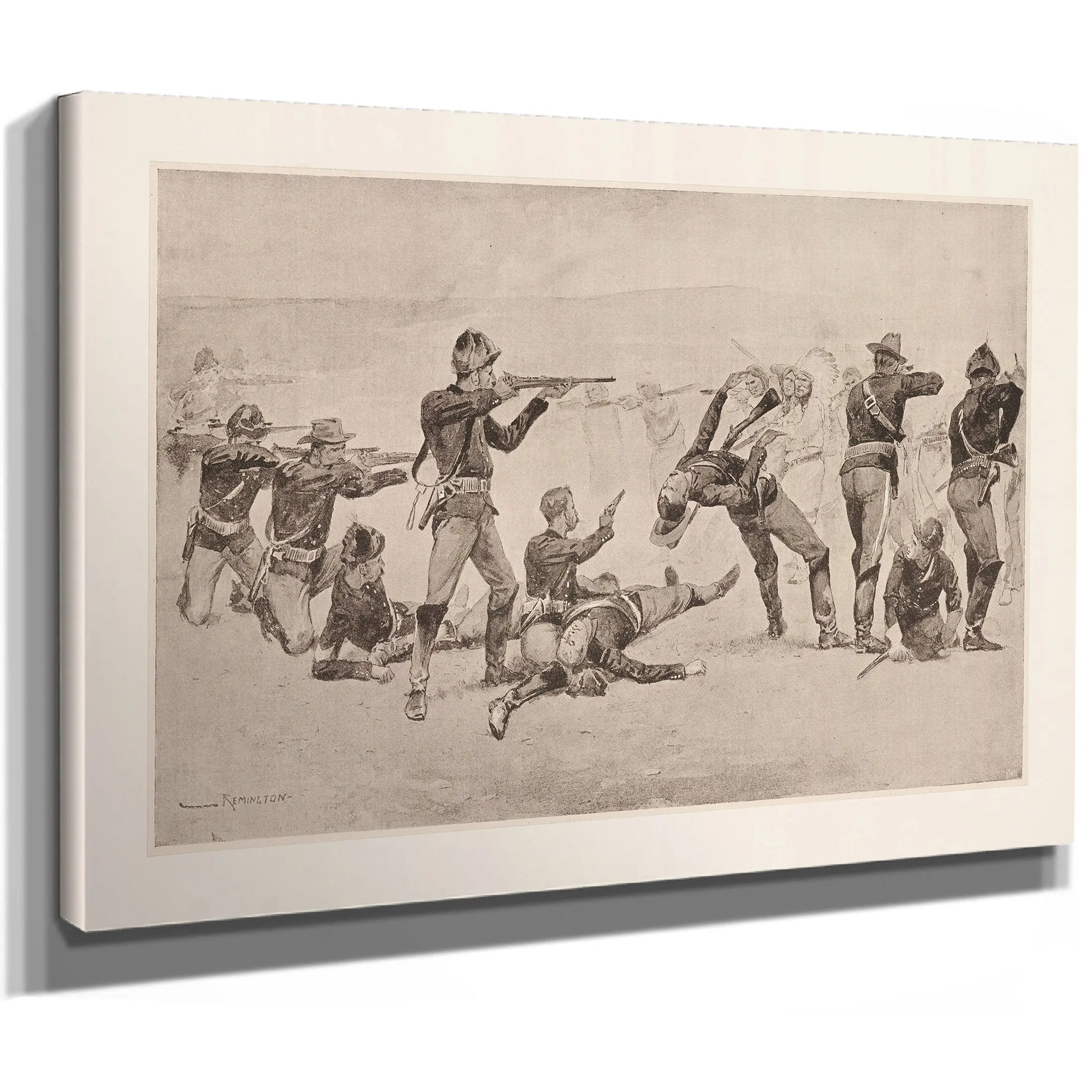 The Opening Of The Fight At Wounded Knee by Frederic Remington