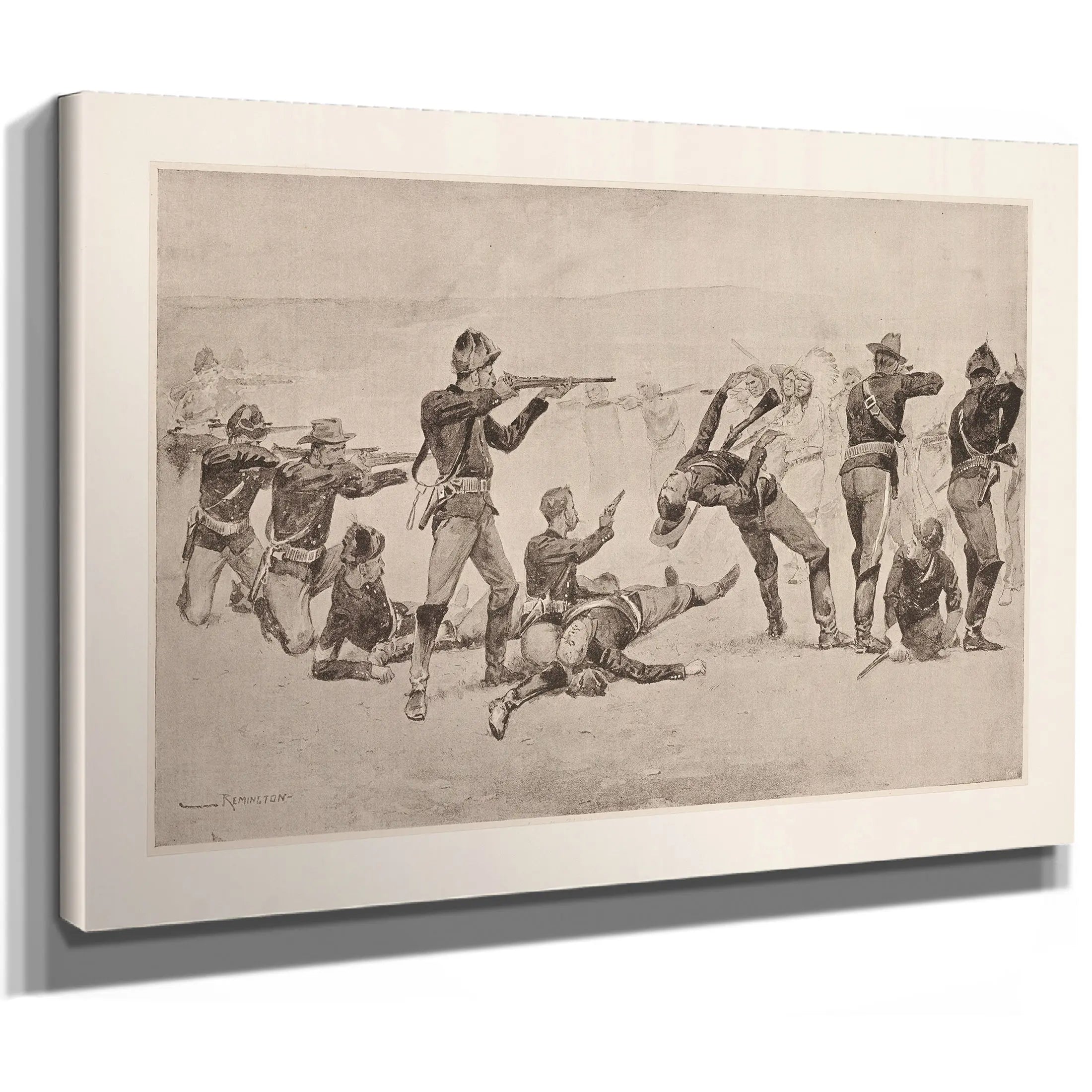 The Opening Of The Fight At Wounded Knee by Frederic Remington