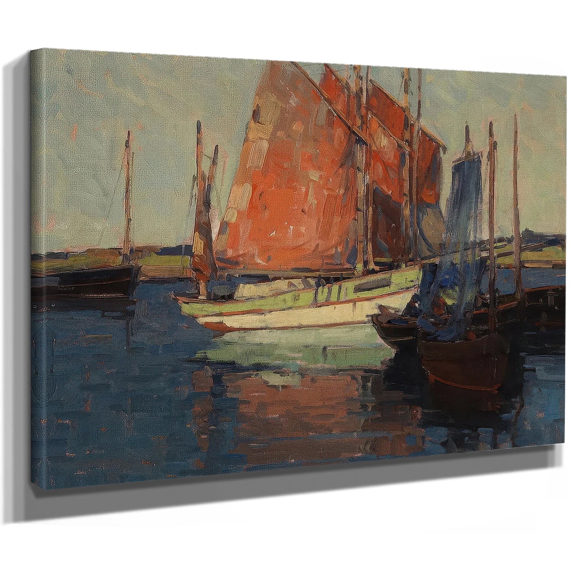 Red Sails, French Tuna Boats By Edgar Payne Fine Art Print