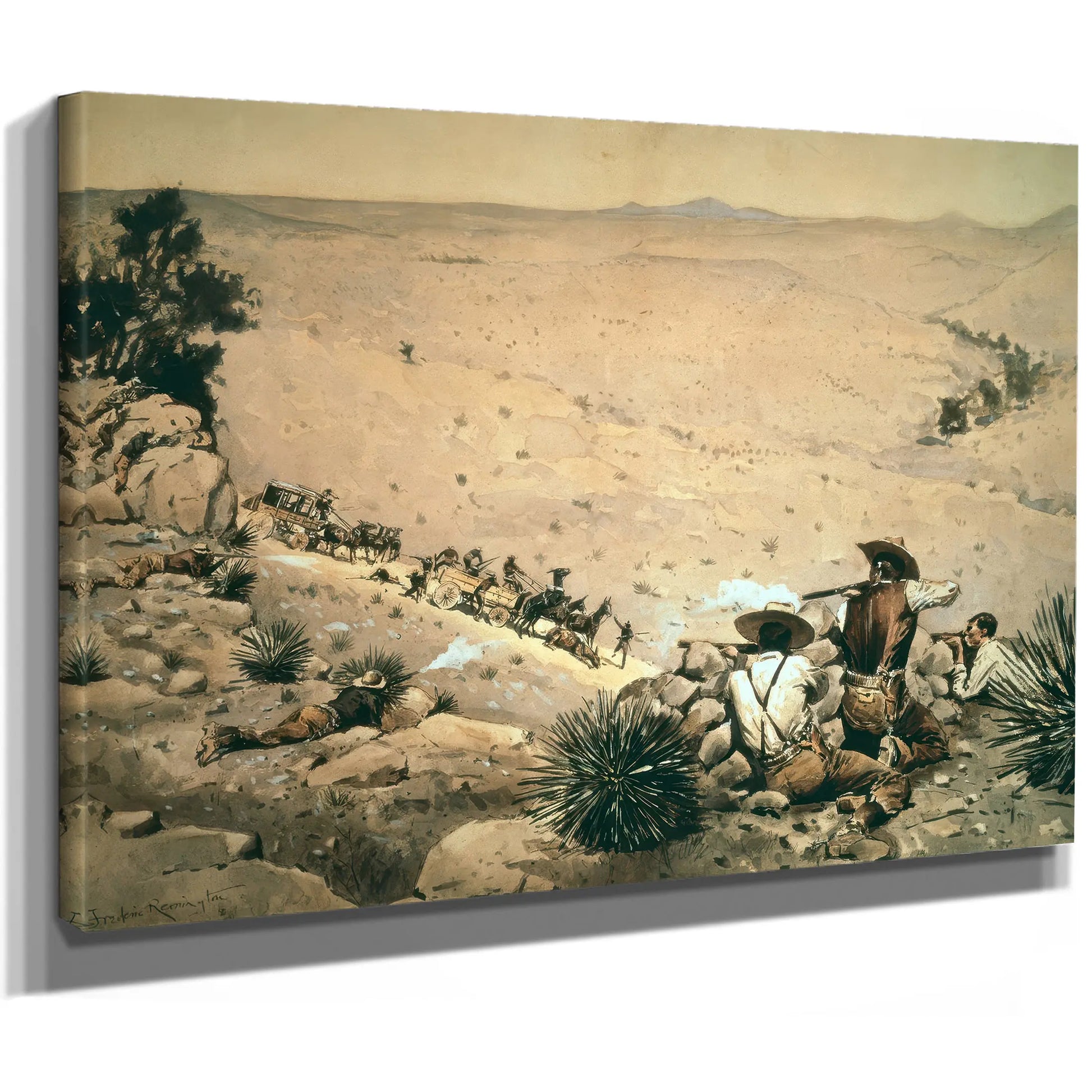 The Hold Up C Oil On Canvas by Frederic Remington