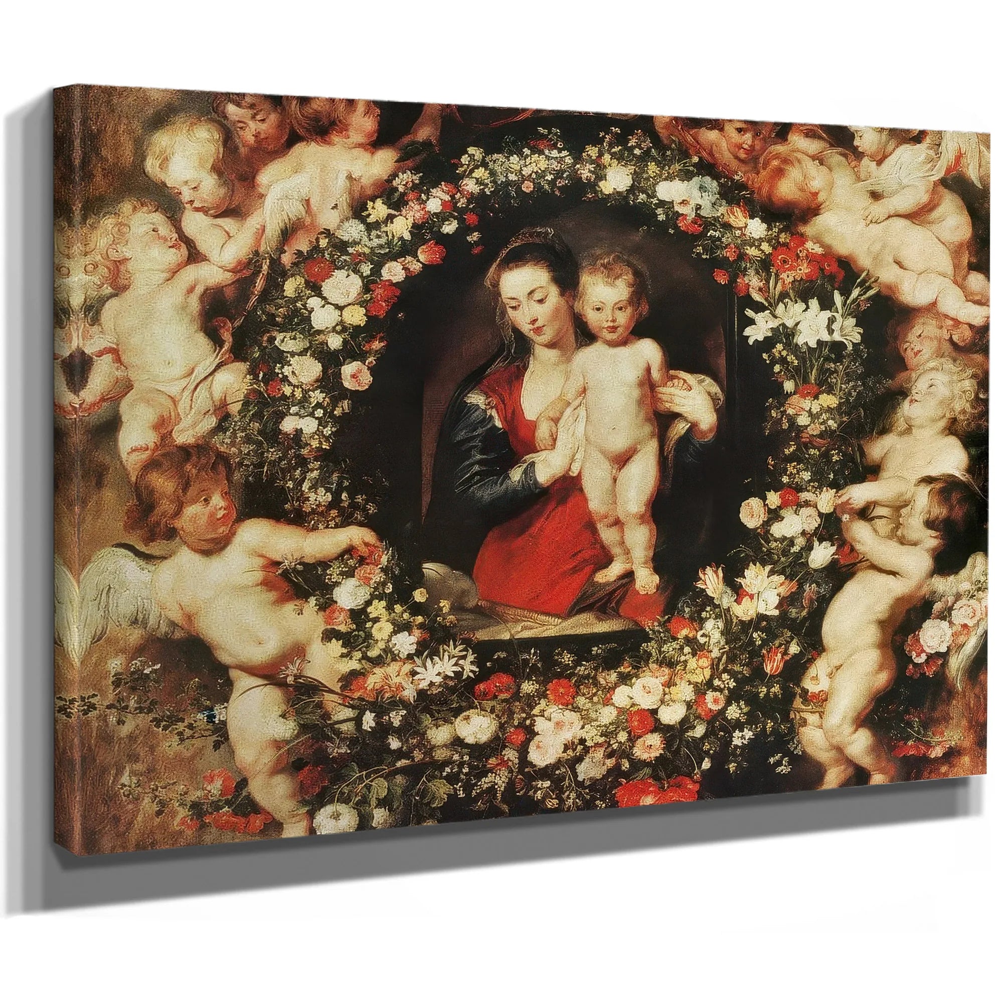 Virgin With A Garland Of Flowers By Peter Paul Rubens Fine Art Print