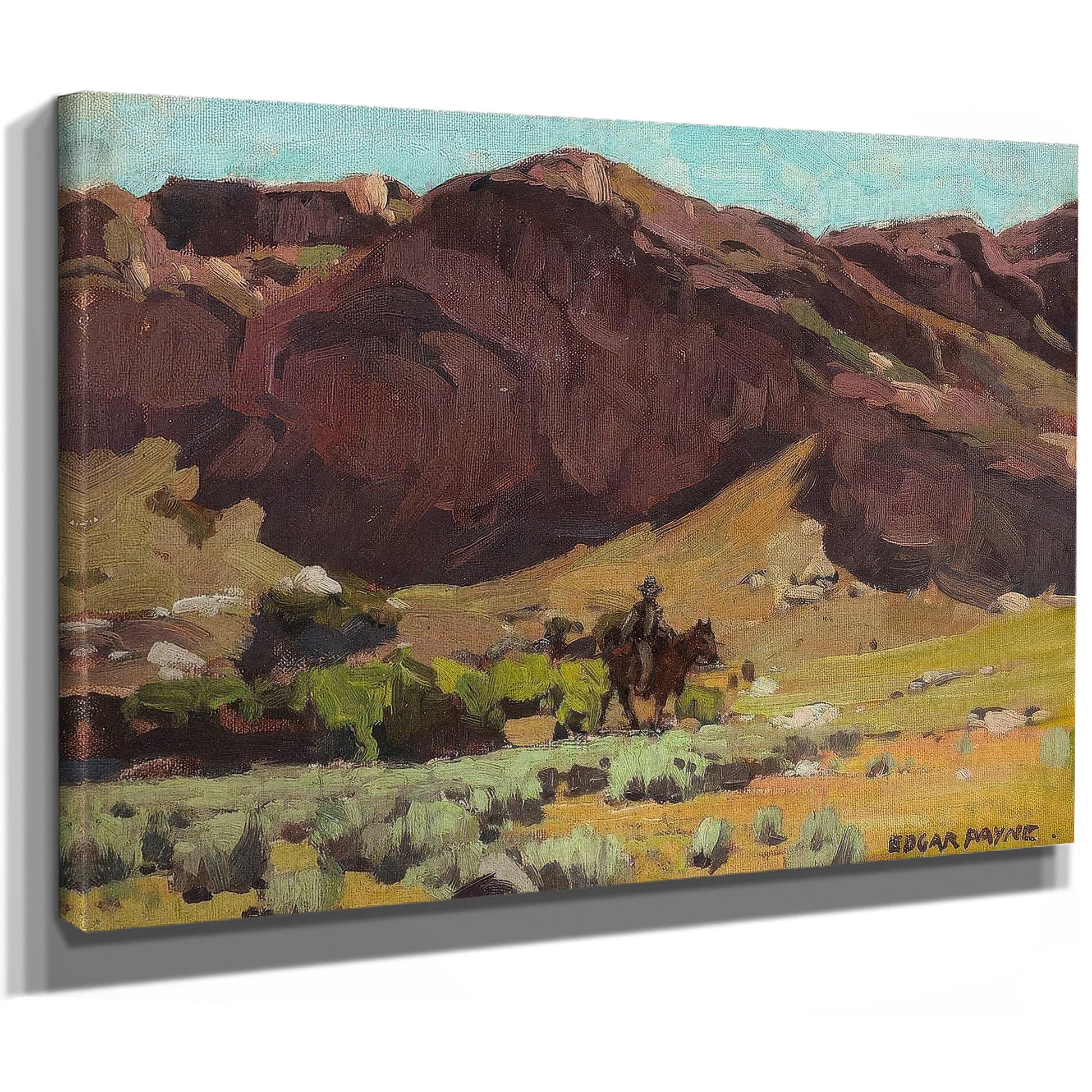 A Rider And Packhorse Along An Arroyo By Edgar Payne Fine Art Print