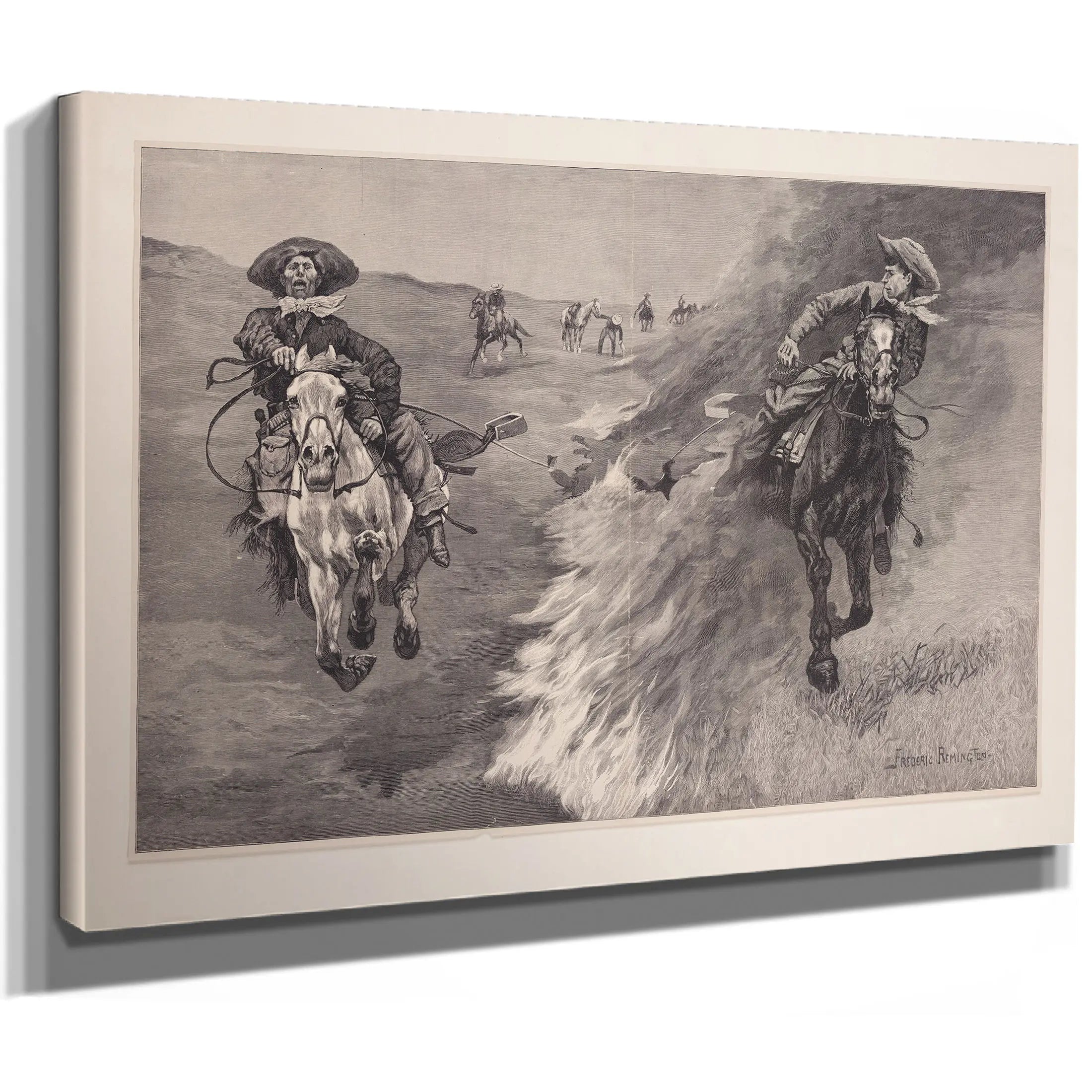 Dragging A Bulls Hide Over A Prairie Fire In Northern Texas by Frederic Remington