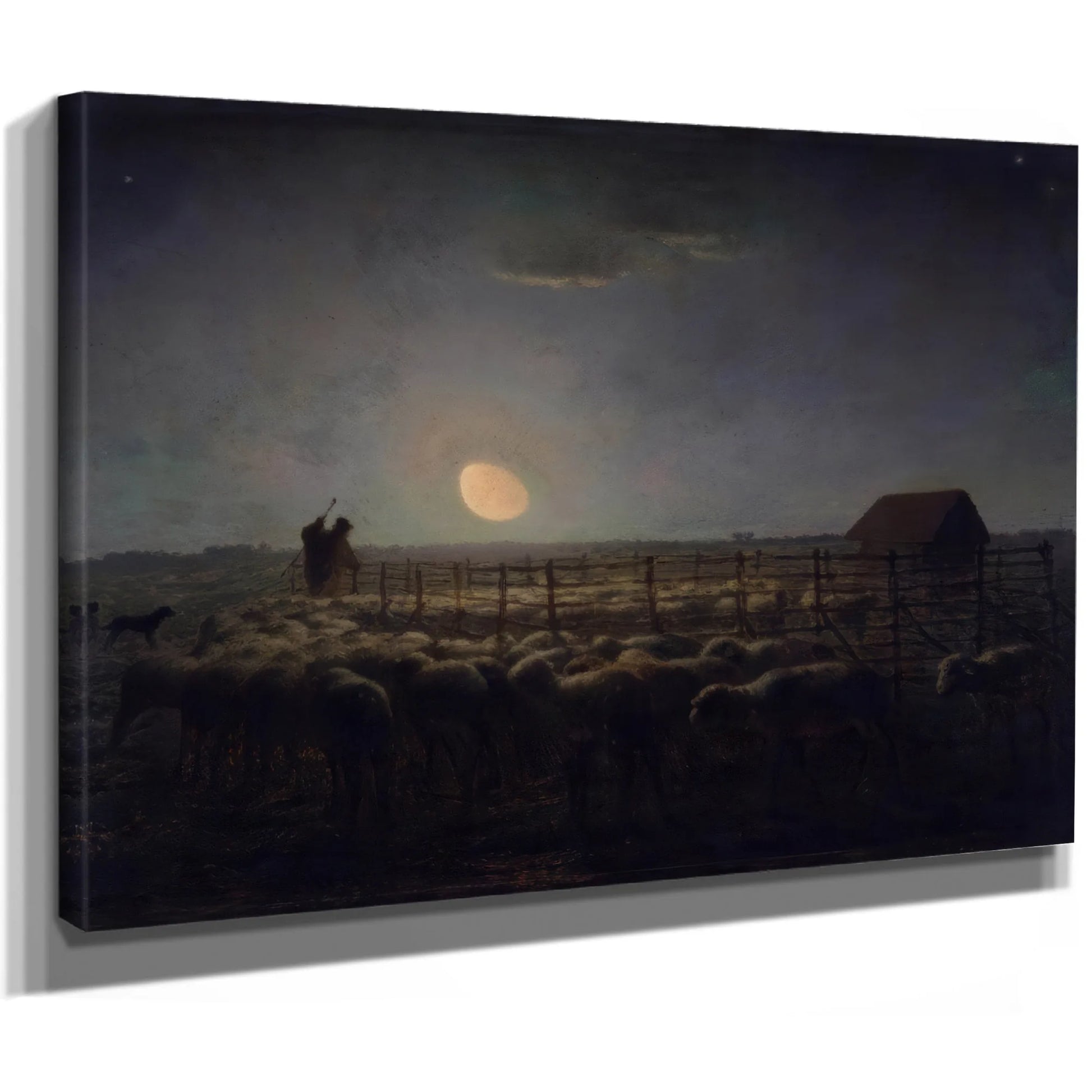 The Sheepfold Moonlight By Jean Francois Millet Fine Art Print