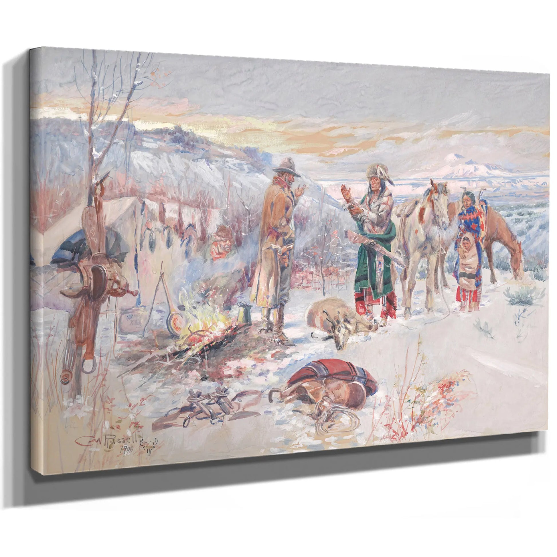 The Wolfer S Camp by Charles Marion Russell